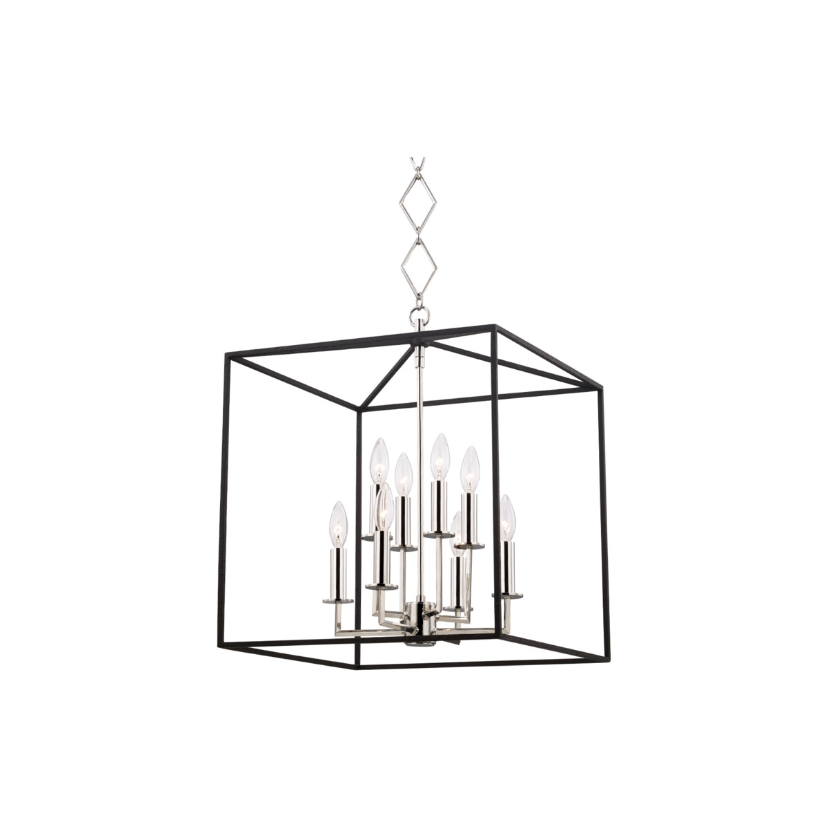 Hudson Valley BKO151-PN/BK Richie 8 Light 18.25 inch Polished Nickel / Black Pendant Ceiling Light