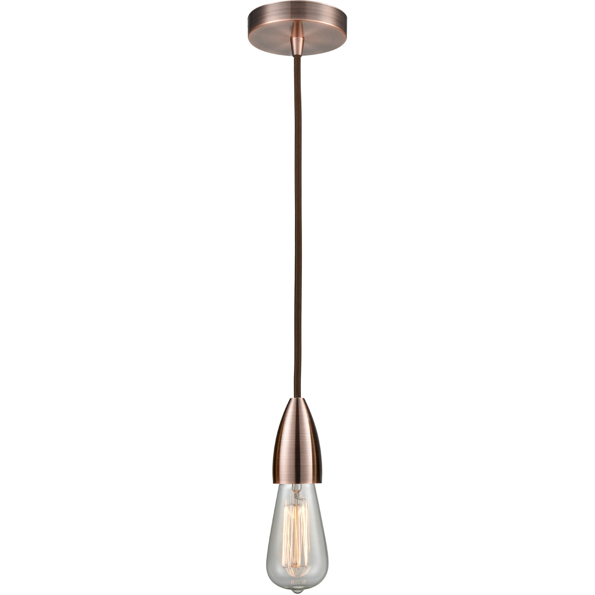 Innovations Lighting 100AC-10BR-4AC Fairchild Bare Bulb 1 Light 2 inch Antique Copper Mini Pendant Ceiling Light in Brown, Fairchild