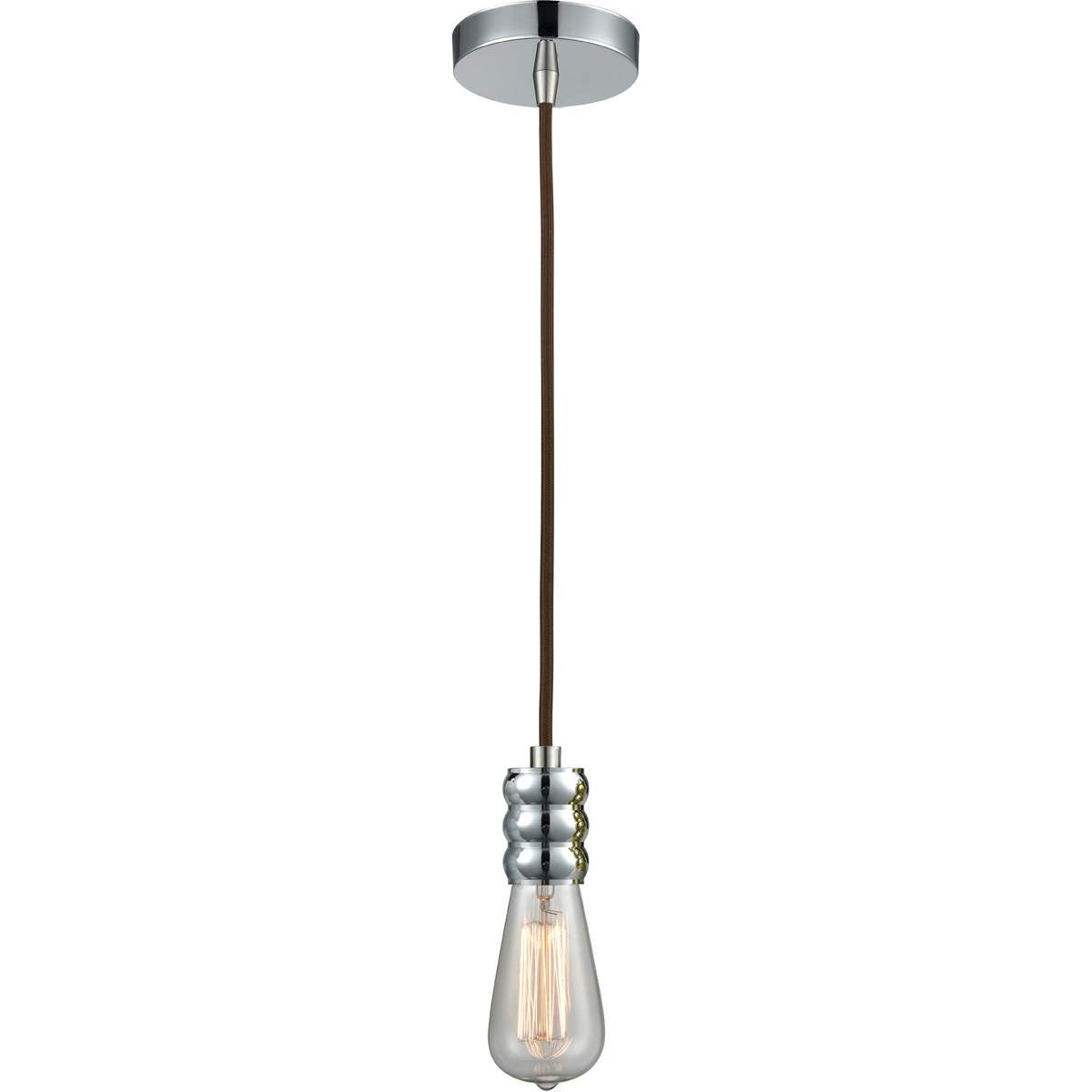 Innovations Lighting 100PC-10BR-5PC Gatsby Bare Bulb 1 Light 2 inch Polished Chrome Mini Pendant Ceiling Light in Brown, Gatsby