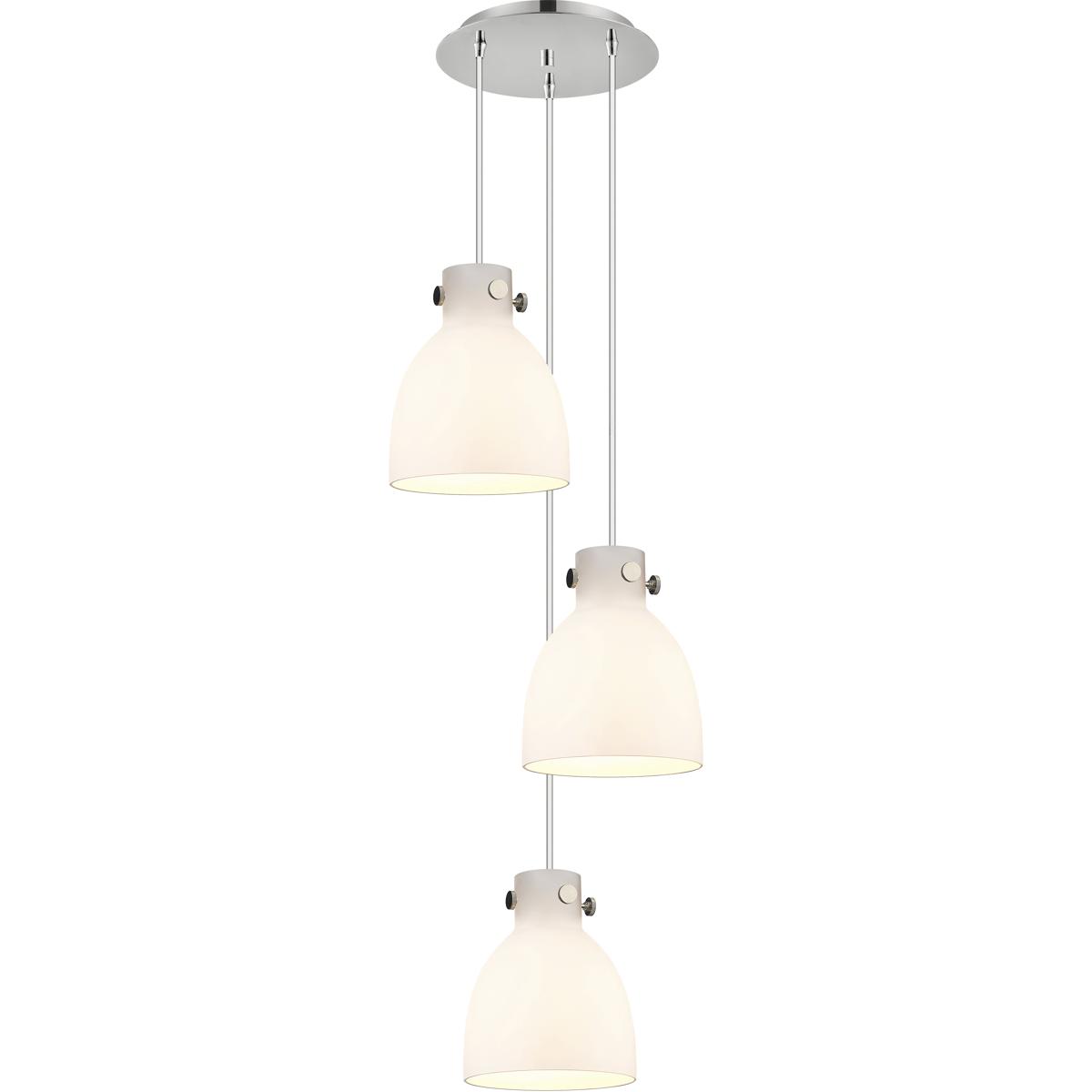 Innovations Lighting 113-410-1PS-PN-G412-8WH Newton Bell 3 Light 15.5 inch Polished Nickel Multi Pendant Ceiling Light in White Glass