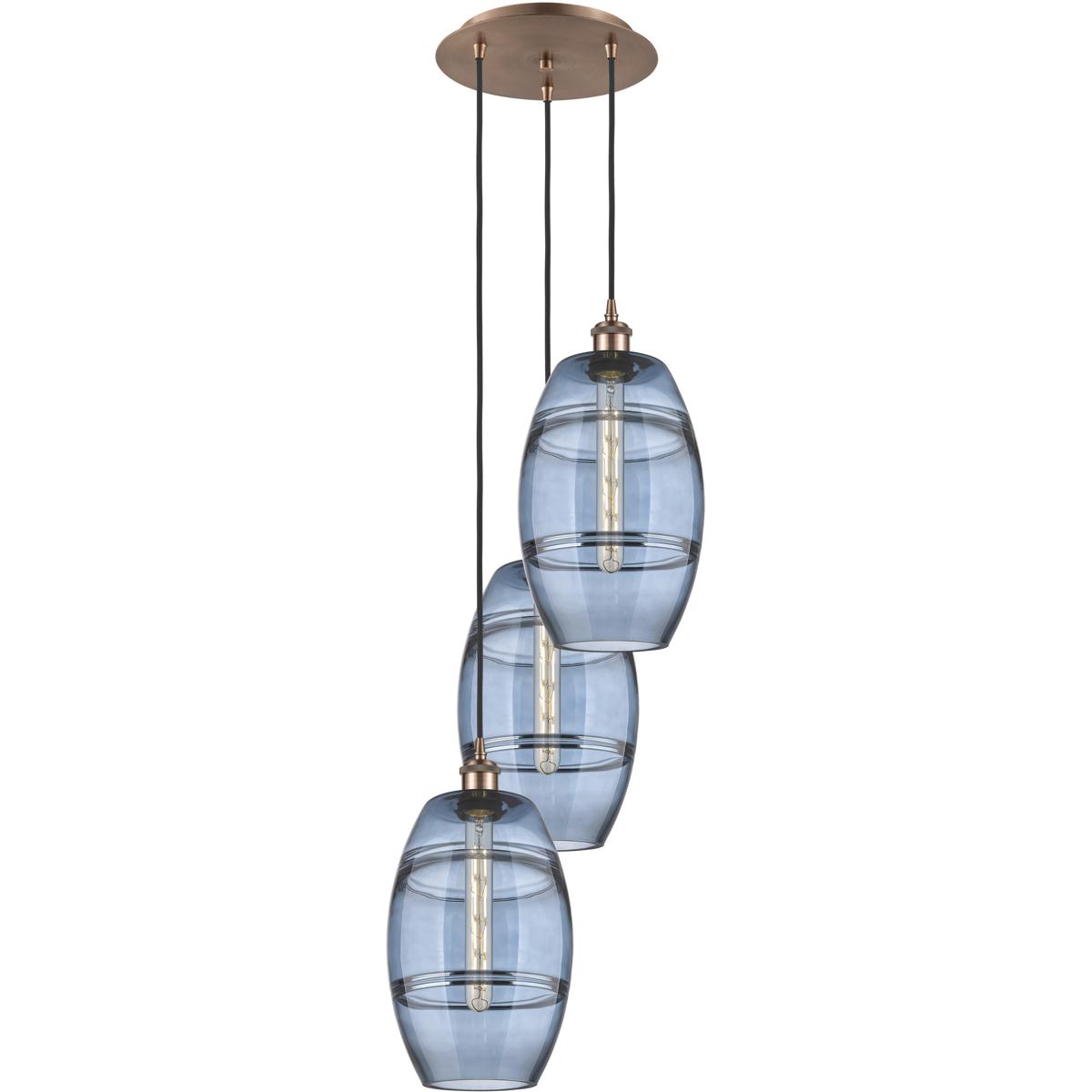 Innovations Lighting 113B-3P-AC-G557-8BL Ballston Vaz 3 Light 14.5 inch Antique Copper Cord Hung Multi Pendant Ceiling Light