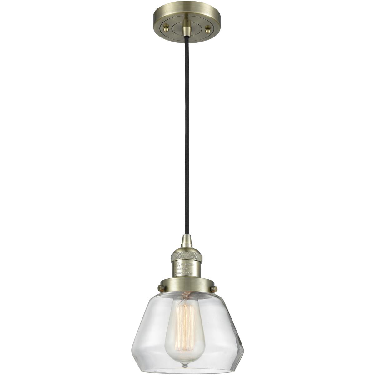 Innovations Lighting 201C-AB-G172 Franklin Restoration Fulton 1 Light 7 inch Antique Brass Mini Pendant Ceiling Light in Incandescent, Clear, Franklin