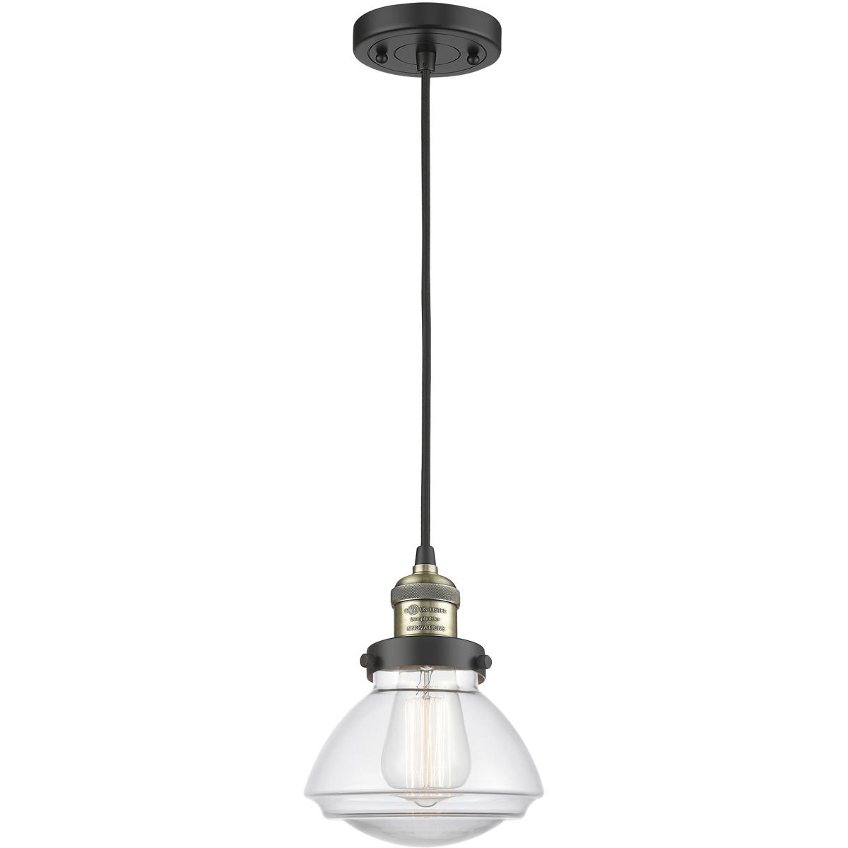 Innovations Lighting 201C-BAB-G322 Franklin Restoration Olean 1 Light 6.75 inch Black Antique Brass Mini Pendant Ceiling Light in Incandescent, Clear,