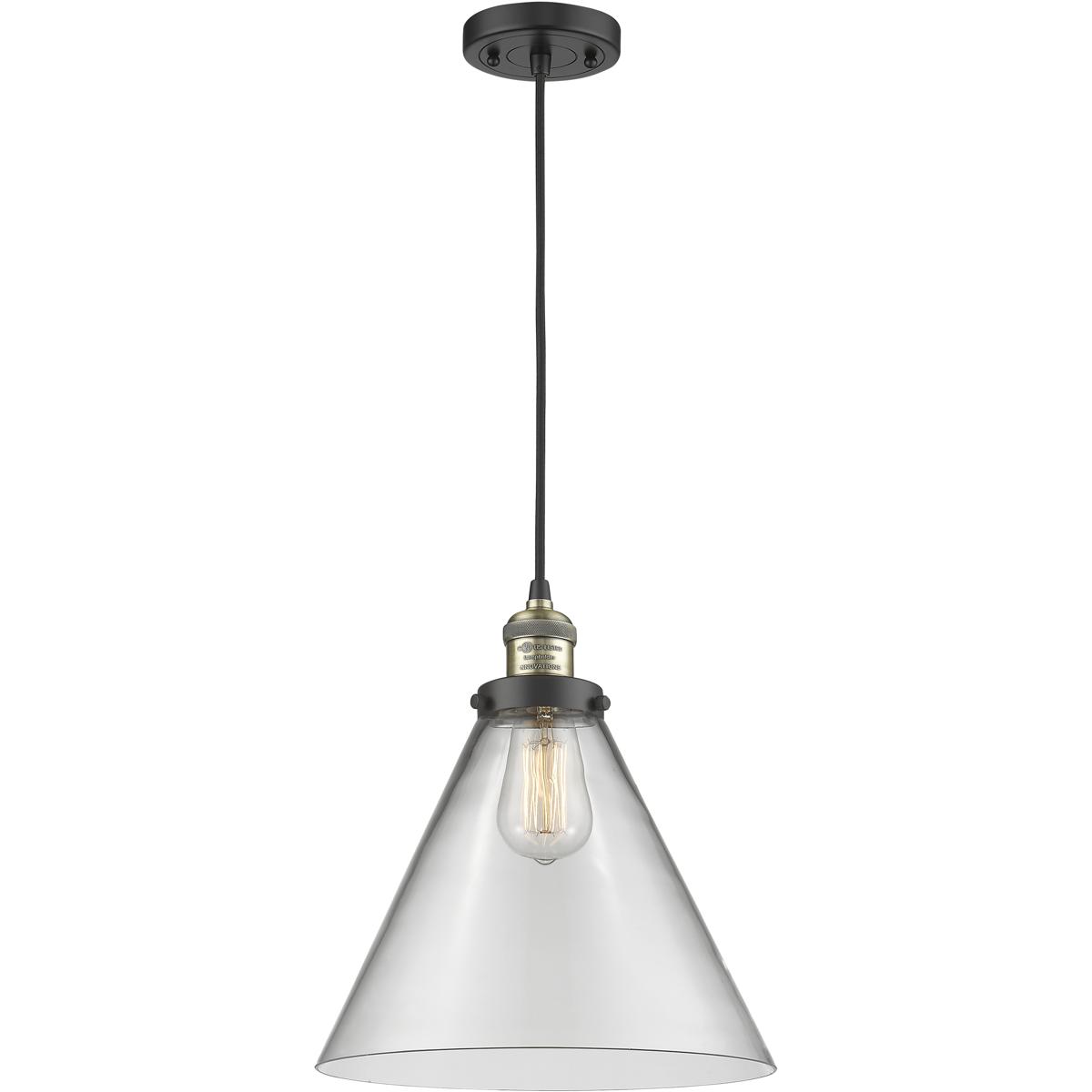 Innovations Lighting 201C-BAB-G42-L Franklin Restoration Cone 1 Light 12 inch Black Antique Brass Mini Pendant Ceiling Light in Incandescent, Clear, F