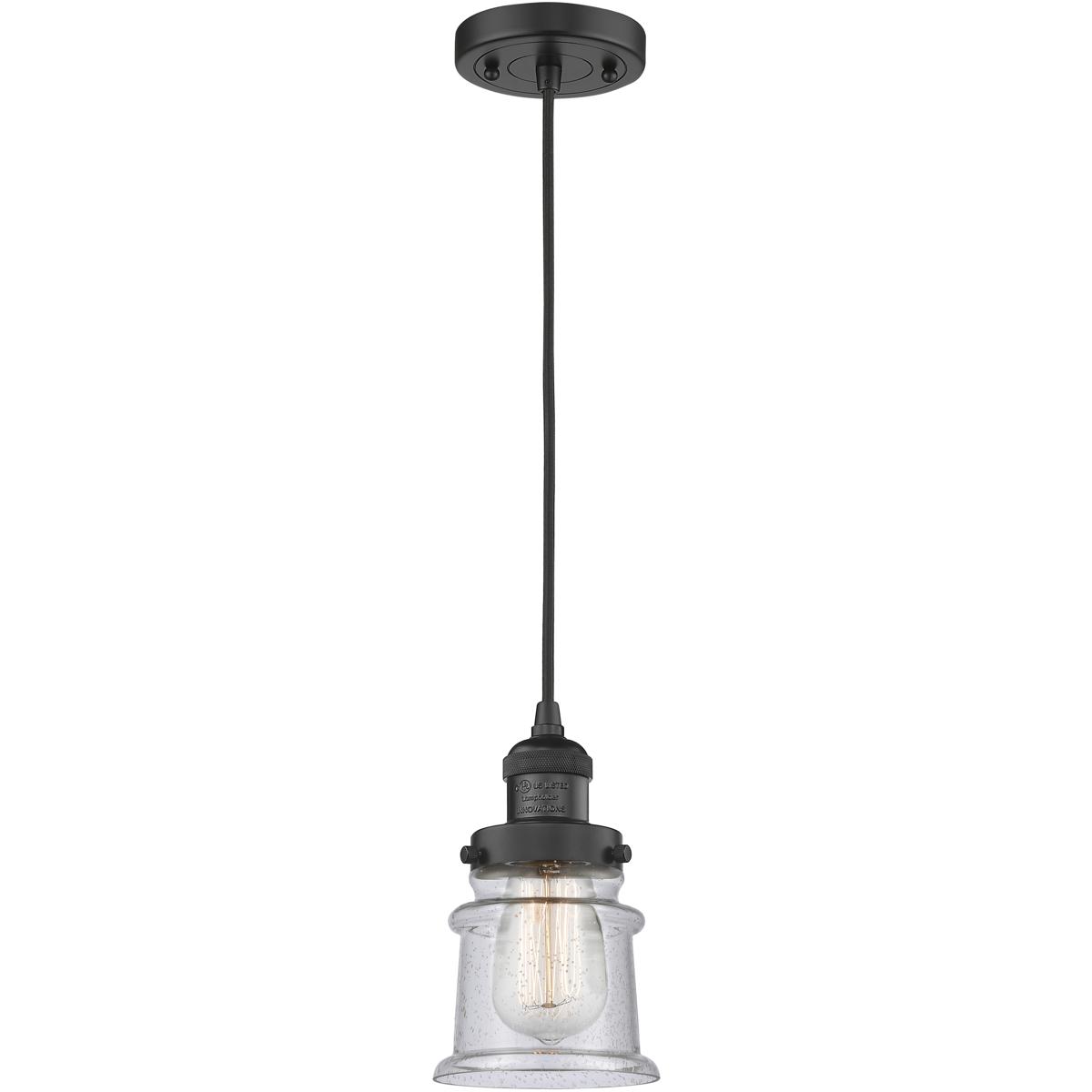 Innovations Lighting 201C-BK-G184S Franklin Restoration Canton 1 Light 6 inch Matte Black Mini Pendant Ceiling Light in Incandescent, Seedy, Franklin