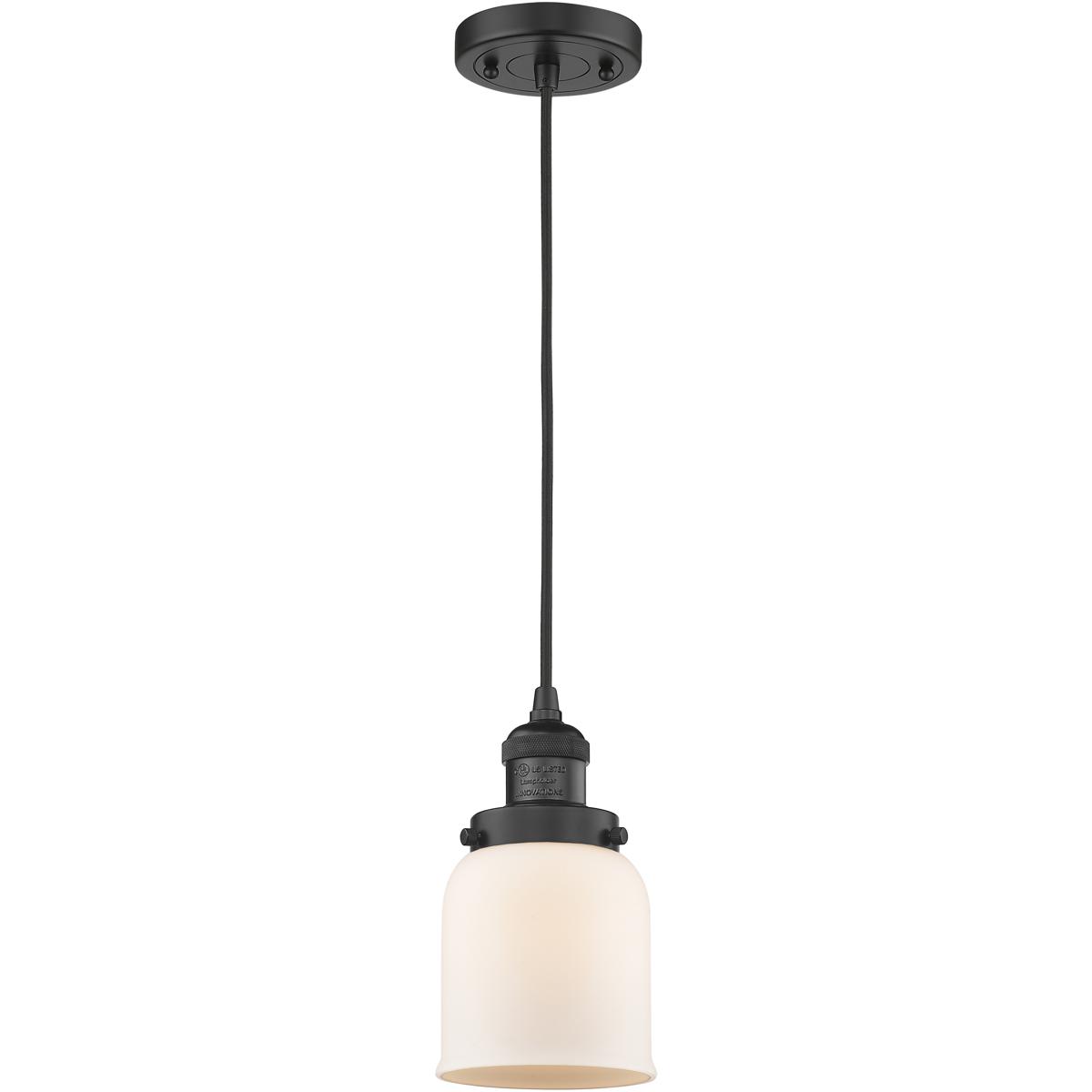 Innovations Lighting 201C-BK-G51-LED Franklin Restoration Bell LED 5 inch Matte Black Mini Pendant Ceiling Light in Matte White, Franklin Restoration