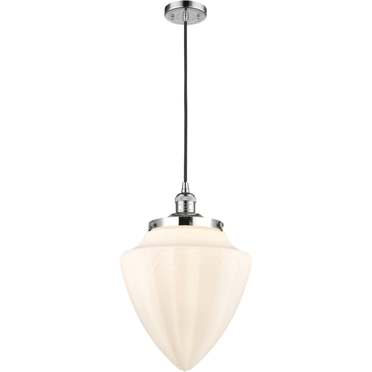 Innovations Lighting 201C-PC-G661-12-LED Franklin Restoration Bullet LED 12 inch Polished Chrome Mini Pendant Ceiling Light in Matte White