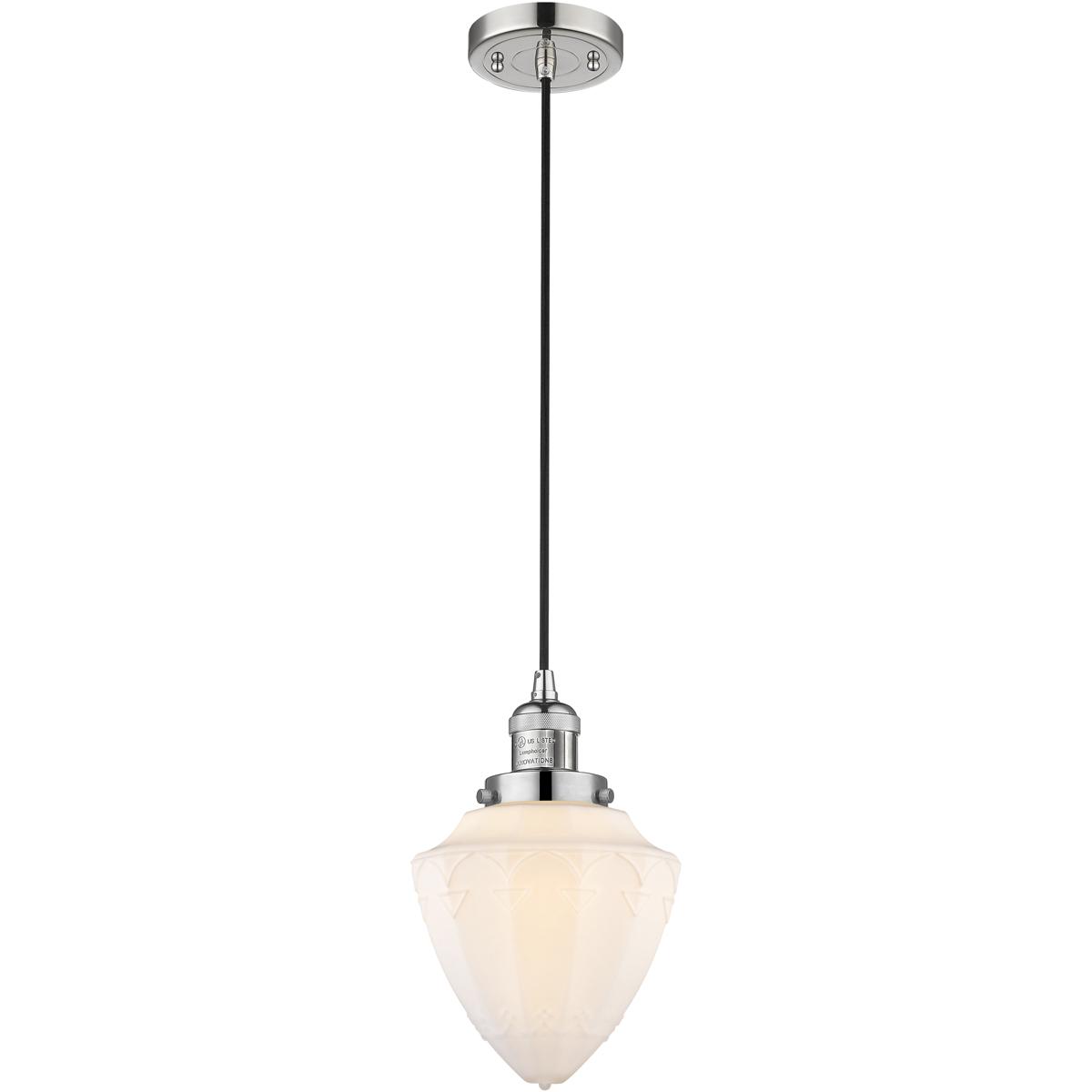 Innovations Lighting 201C-PN-G661-7-LED Franklin Restoration Bullet LED 7 inch Polished Nickel Mini Pendant Ceiling Light in Matte White