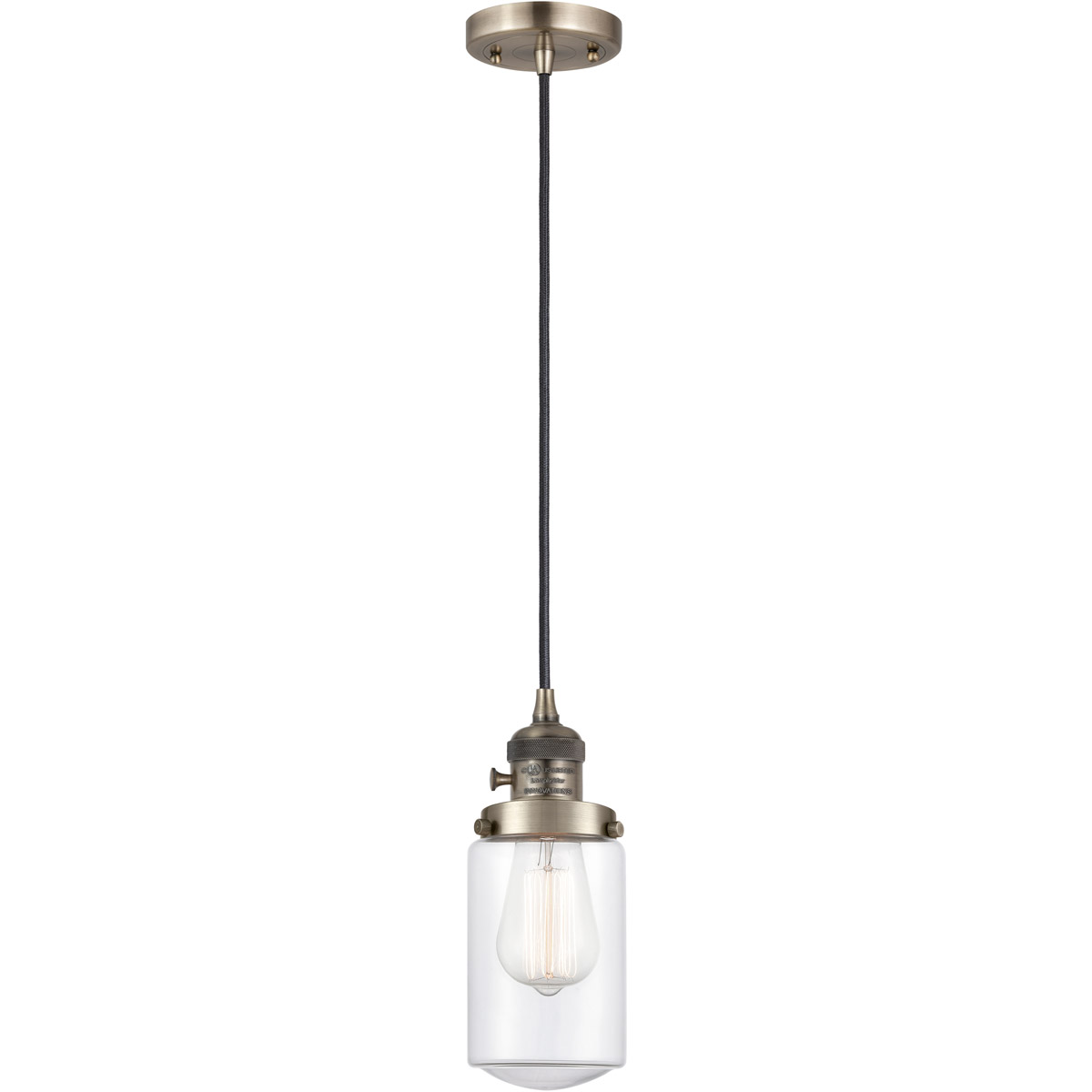 Innovations Lighting 201CSW-AB-G312-LED Franklin Restoration Dover LED 5 inch Antique Brass Mini Pendant Ceiling Light