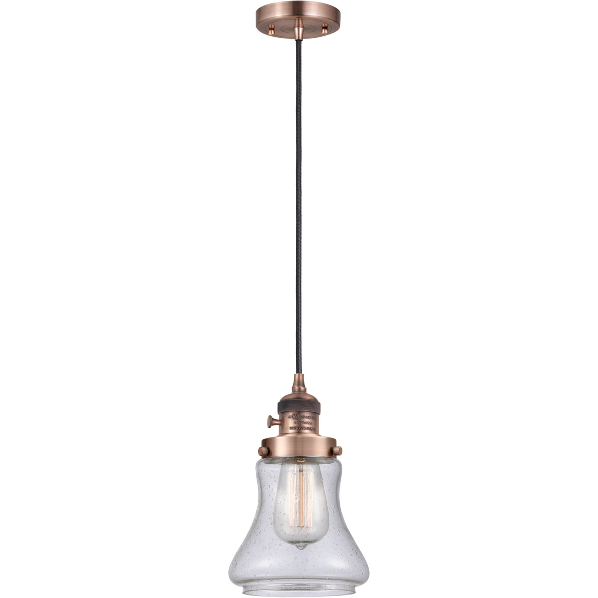 Innovations Lighting 201CSW-AC-G194 Franklin Restoration Bellmont 1 Light 6 inch Antique Copper Mini Pendant Ceiling Light