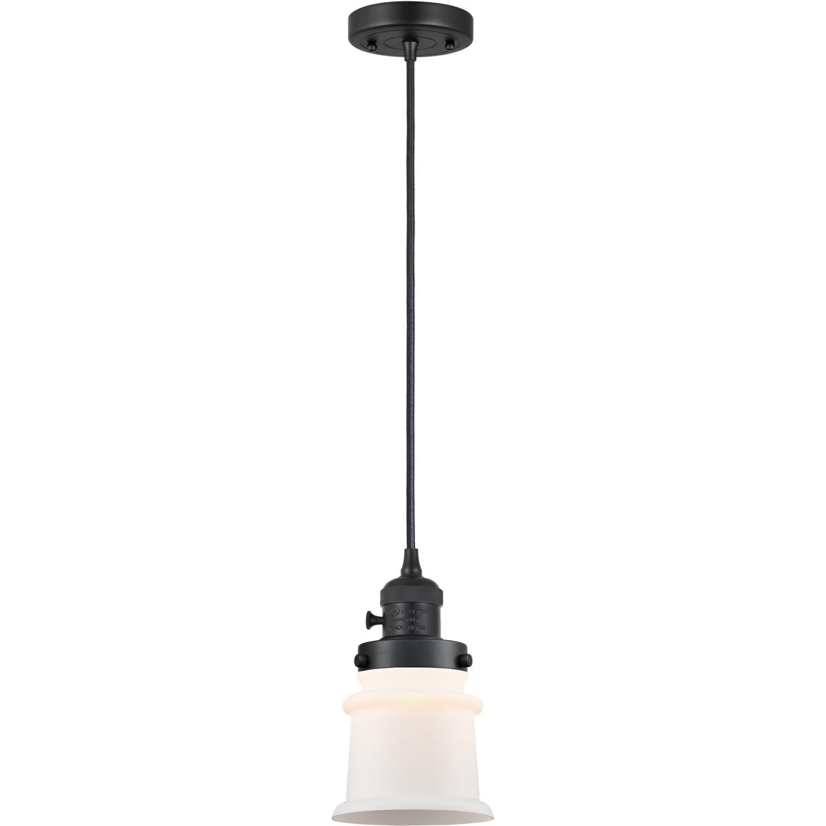 Innovations Lighting 201CSW-BK-G181S Franklin Restoration Canton 1 Light 6 inch Matte Black Mini Pendant Ceiling Light in Incandescent, Matte White