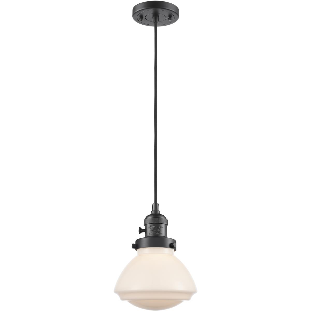 Innovations Lighting 201CSW-OB-G321-LED Franklin Restoration Olean LED 6.75 inch Oil Rubbed Bronze Mini Pendant Ceiling Light in Matte White