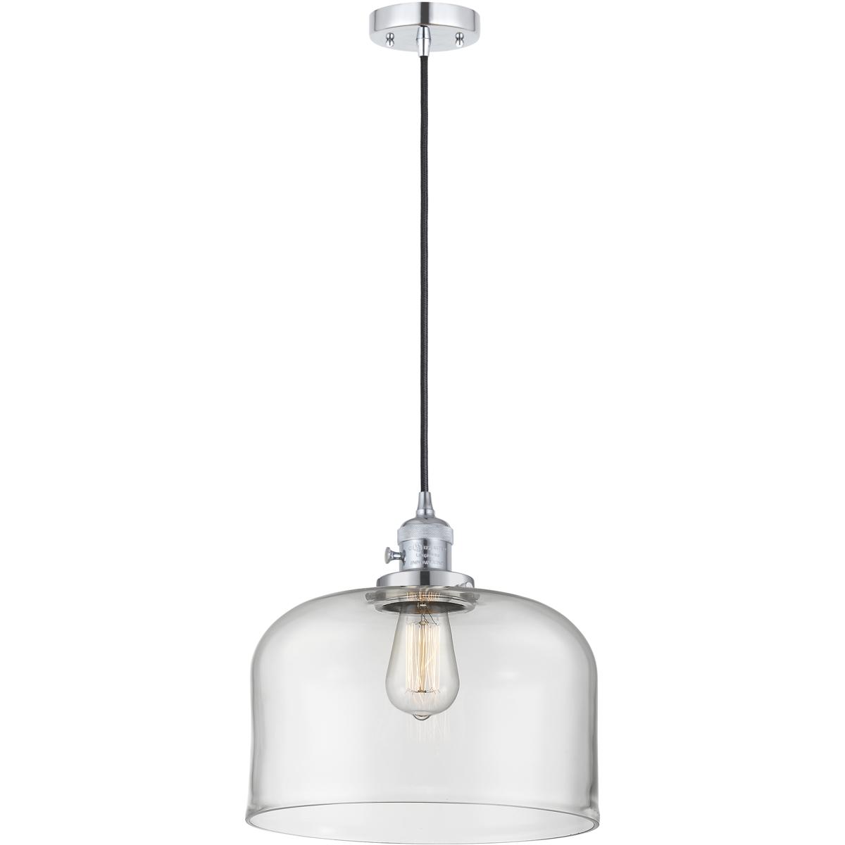 Innovations Lighting 201CSW-PC-G72-L Franklin Restoration Bell 1 Light 12 inch Polished Chrome Mini Pendant Ceiling Light in Incandescent, Clear