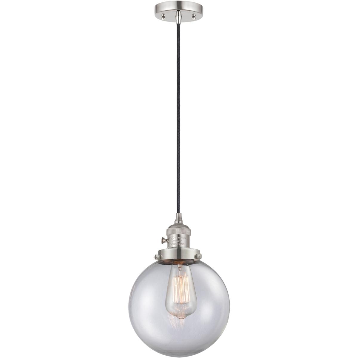 Innovations Lighting 201CSW-PN-G202-8 Franklin Restoration Beacon 1 Light 8 inch Polished Nickel Mini Pendant Ceiling Light in Incandescent, Clear