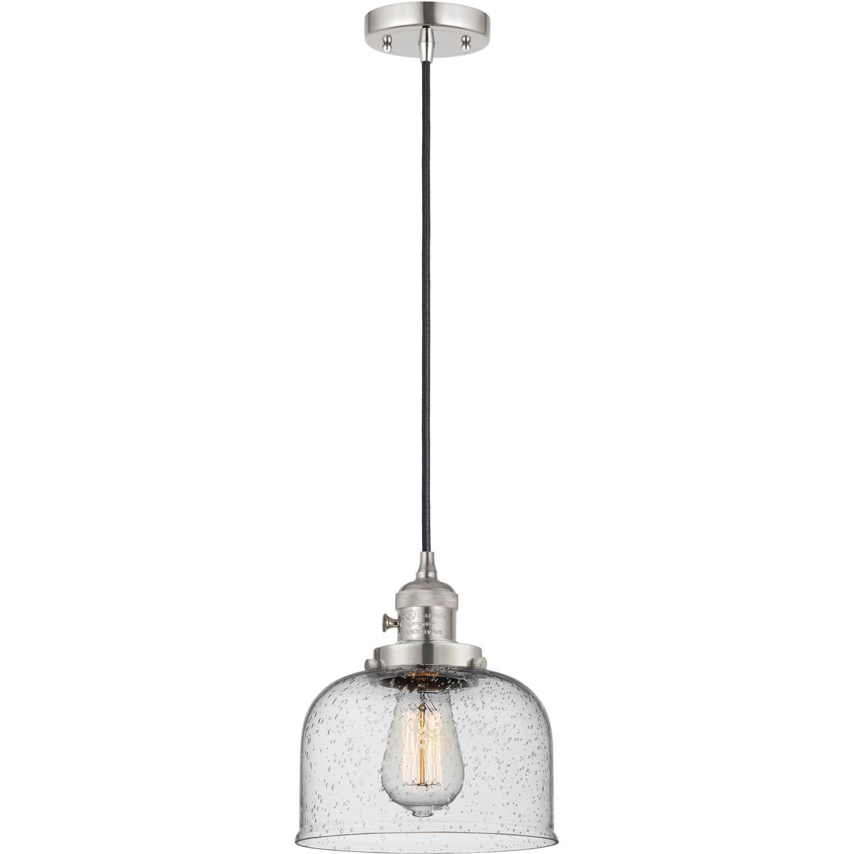 Innovations Lighting 201CSW-PN-G74-LED Franklin Restoration Bell LED 8 inch Polished Nickel Mini Pendant Ceiling Light in Seedy
