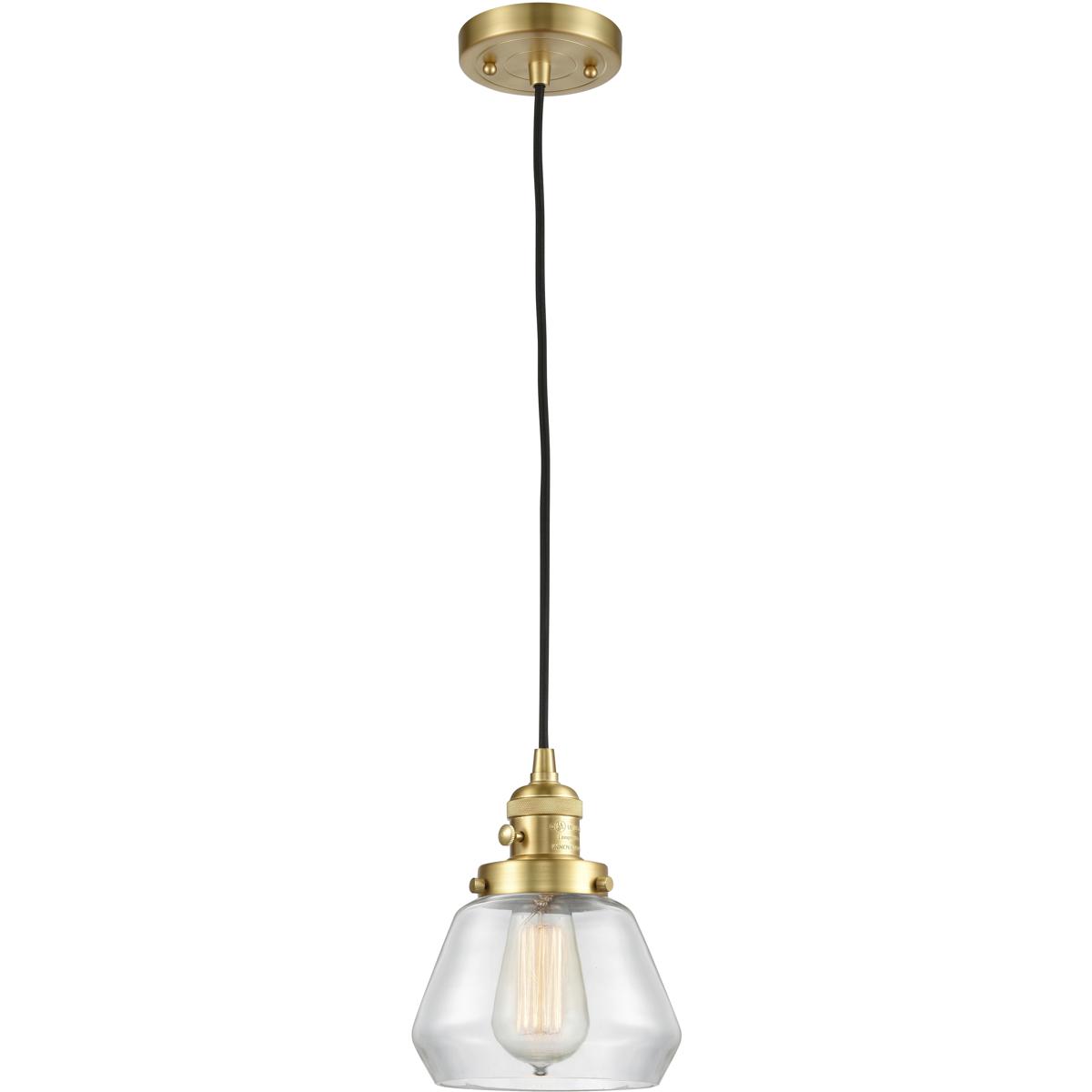 Innovations Lighting 201CSW-SG-G172 Franklin Restoration Fulton 1 Light 7 inch Satin Gold Mini Pendant Ceiling Light in Incandescent, Clear