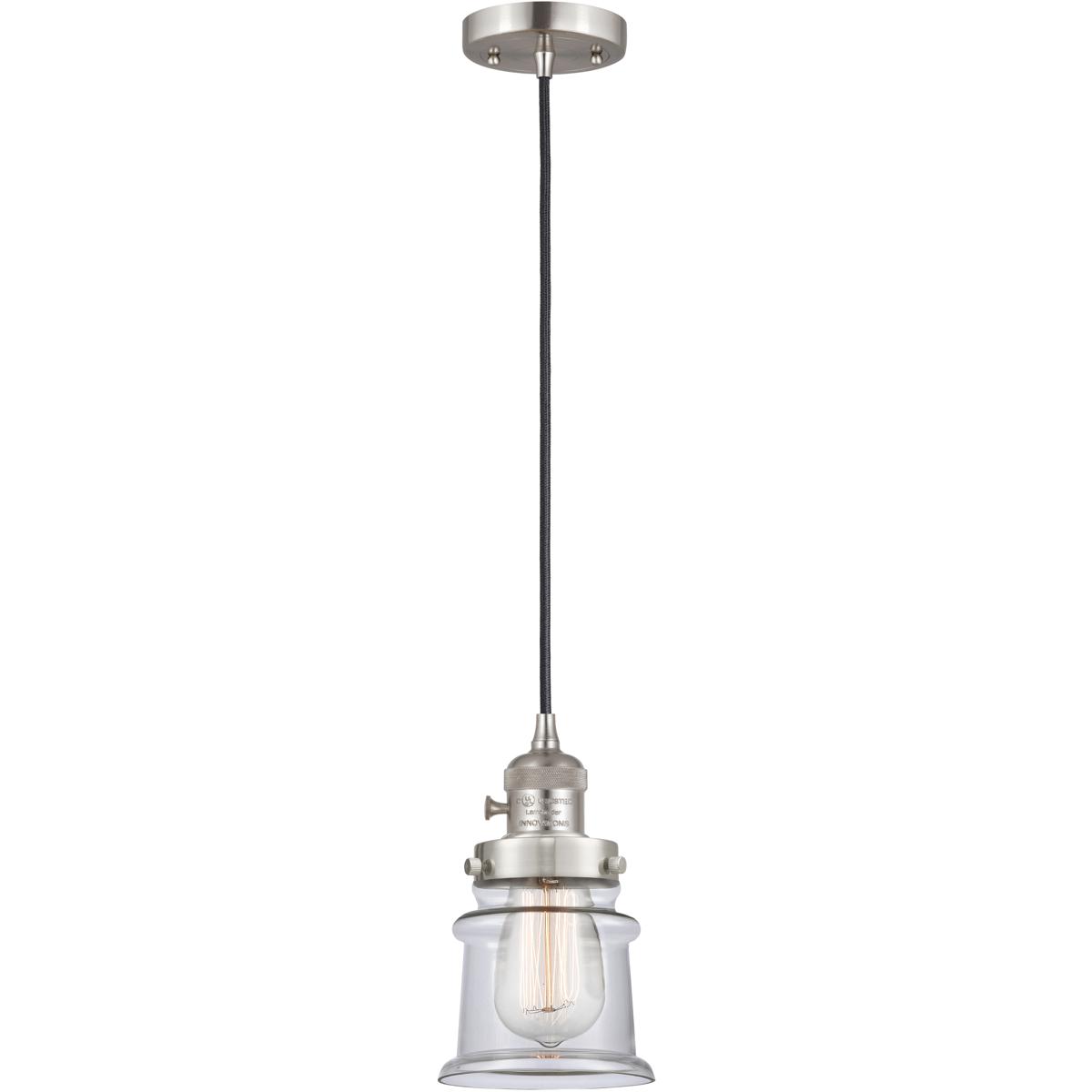 Innovations Lighting 201CSW-SN-G182S-LED Franklin Restoration Canton LED 6 inch Brushed Satin Nickel Mini Pendant Ceiling Light in Clear
