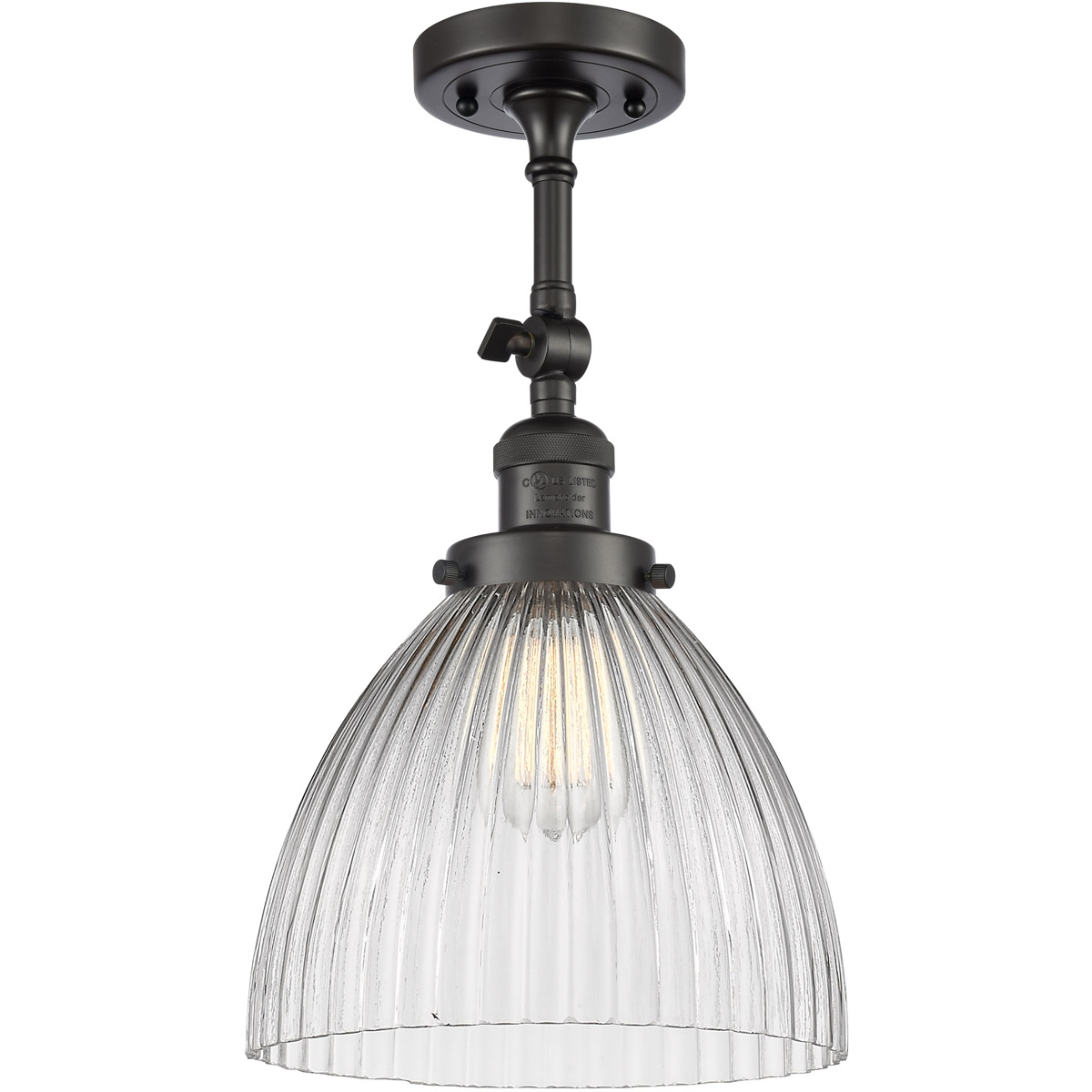 Innovations Lighting 201F-OB-G222 Franklin Restoration Seneca Falls 1 Light 10 inch Oil Rubbed Bronze Semi-Flush Mount Ceiling Light, Franklin Restora