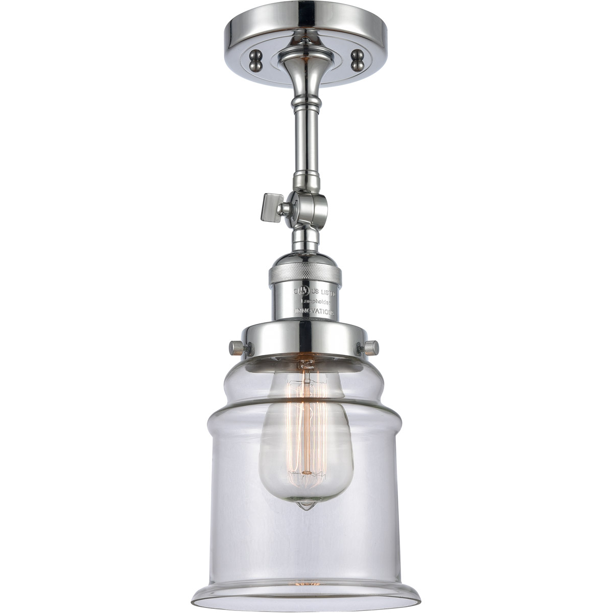 Innovations Lighting 201F-PC-G182 Franklin Restoration Canton 1 Light 6 inch Polished Chrome Semi-Flush Mount Ceiling Light in Clear Glass, Franklin R