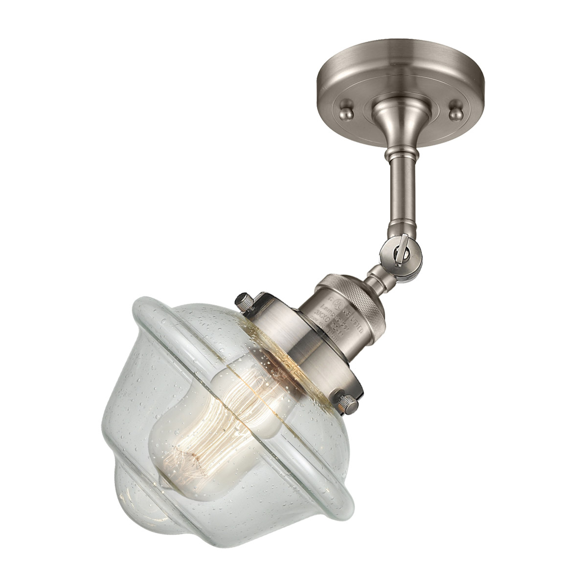 Innovations Lighting 201F-SN-G534 Franklin Restoration Small Oxford 1 Light 8 inch Brushed Satin Nickel Semi-Flush Mount Ceiling Light in Seedy Glass,