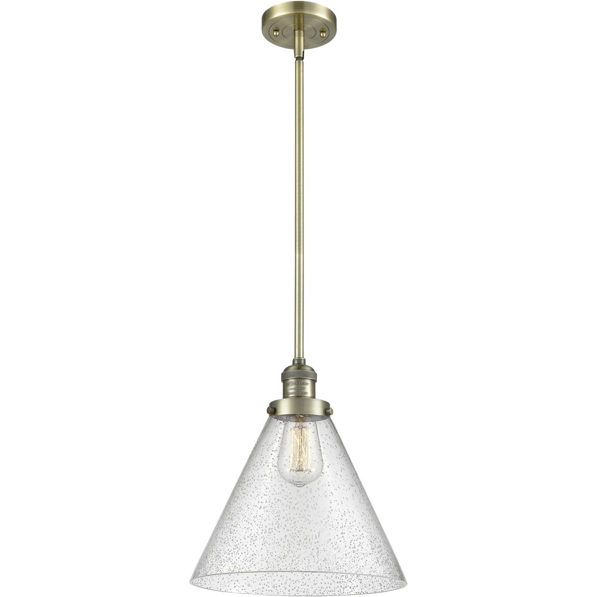 Innovations Lighting 201S-AB-G44-L Franklin Restoration Cone 1 Light 12 inch Antique Brass Mini Pendant Ceiling Light in Incandescent, Seedy, Franklin