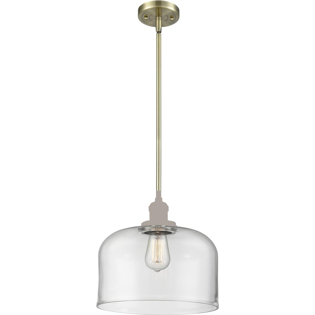 Innovations Lighting 201S-AB-G72-L Franklin Restoration Bell 1 Light 12 inch Antique Brass Mini Pendant Ceiling Light in Incandescent, Clear, Franklin