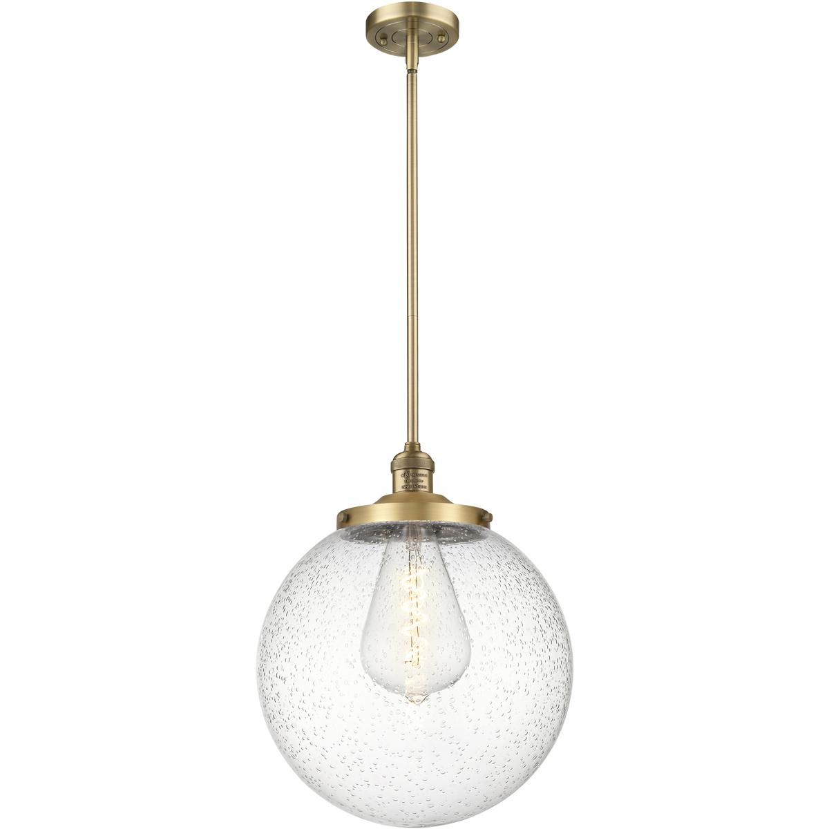 Innovations Lighting 201S-BB-G204-14 Franklin Restoration Beacon 1 Light 14 inch Brushed Brass Pendant Ceiling Light in Incandescent, Seedy