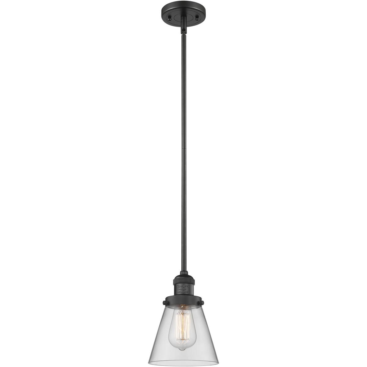 Innovations Lighting 201S-BK-G62-LED Franklin Restoration Cone LED 6 inch Matte Black Mini Pendant Ceiling Light in Clear, Franklin Restoration