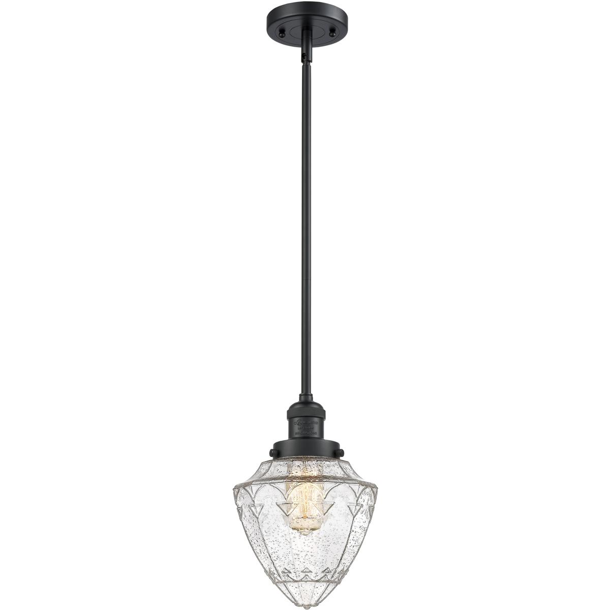 Innovations Lighting 201S-BK-G664-7 Franklin Restoration Bullet 1 Light 7 inch Matte Black Mini Pendant Ceiling Light in Incandescent, Seedy