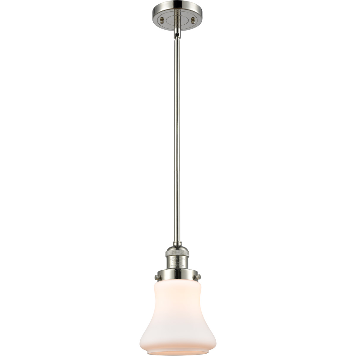 Innovations Lighting 201S-PN-G191-LED Franklin Restoration Bellmont LED 7 inch Polished Nickel Mini Pendant Ceiling Light in Matte White Glass, Frankl