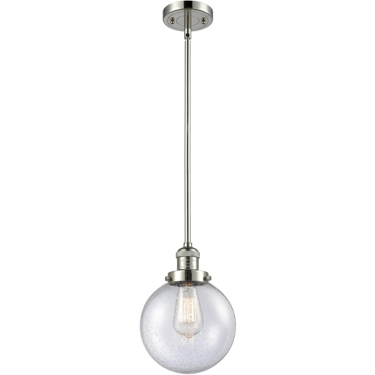 Innovations Lighting 201S-PN-G204-8-LED Franklin Restoration Beacon LED 8 inch Polished Nickel Mini Pendant Ceiling Light in Seedy, Franklin Restorati