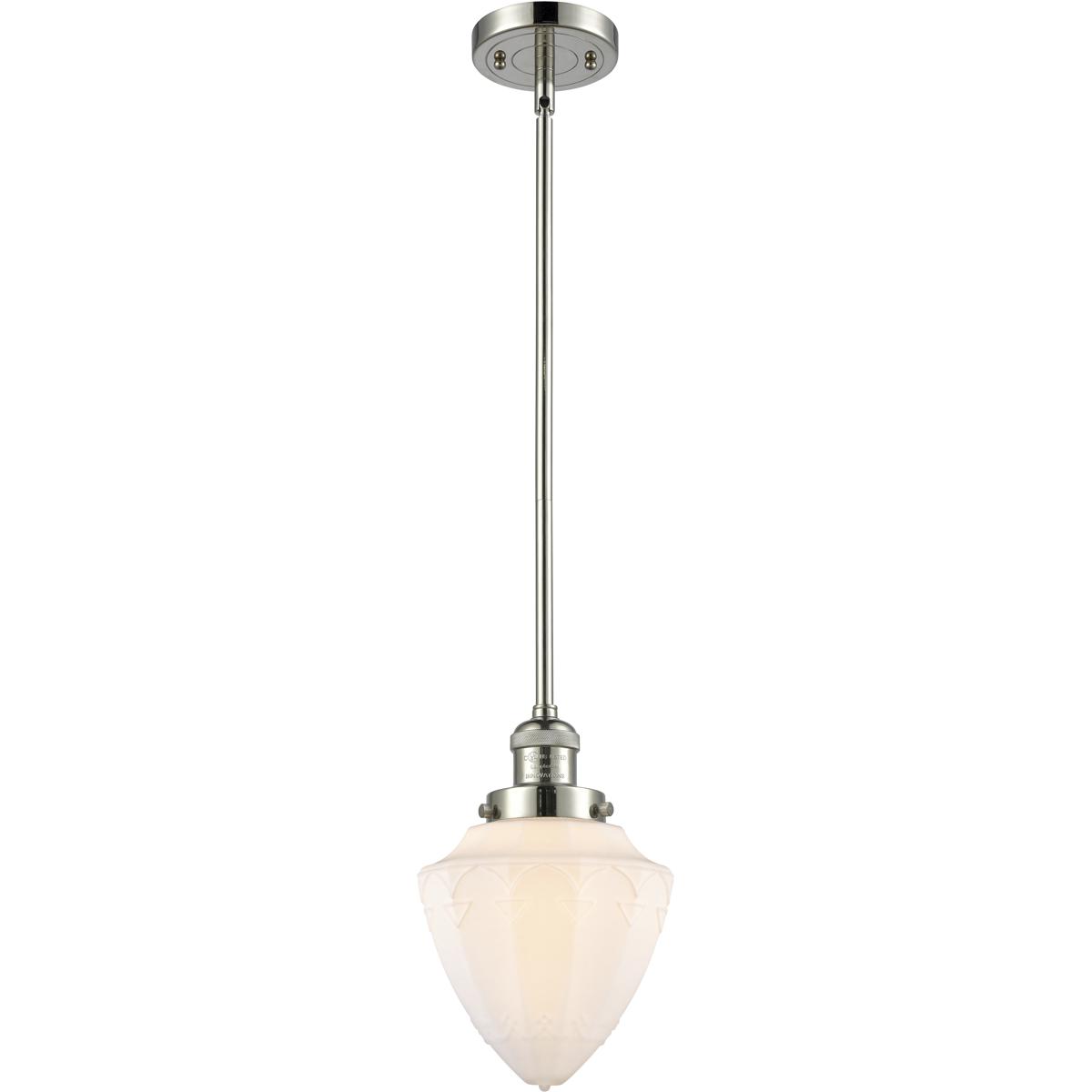 Innovations Lighting 201S-PN-G661-7-LED Franklin Restoration Bullet LED 7 inch Polished Nickel Mini Pendant Ceiling Light in Matte White