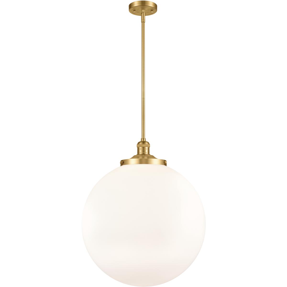 Innovations Lighting 201S-SG-G201-18 Franklin Restoration Beacon 1 Light 18 inch Satin Gold Pendant Ceiling Light in Incandescent, Matte White