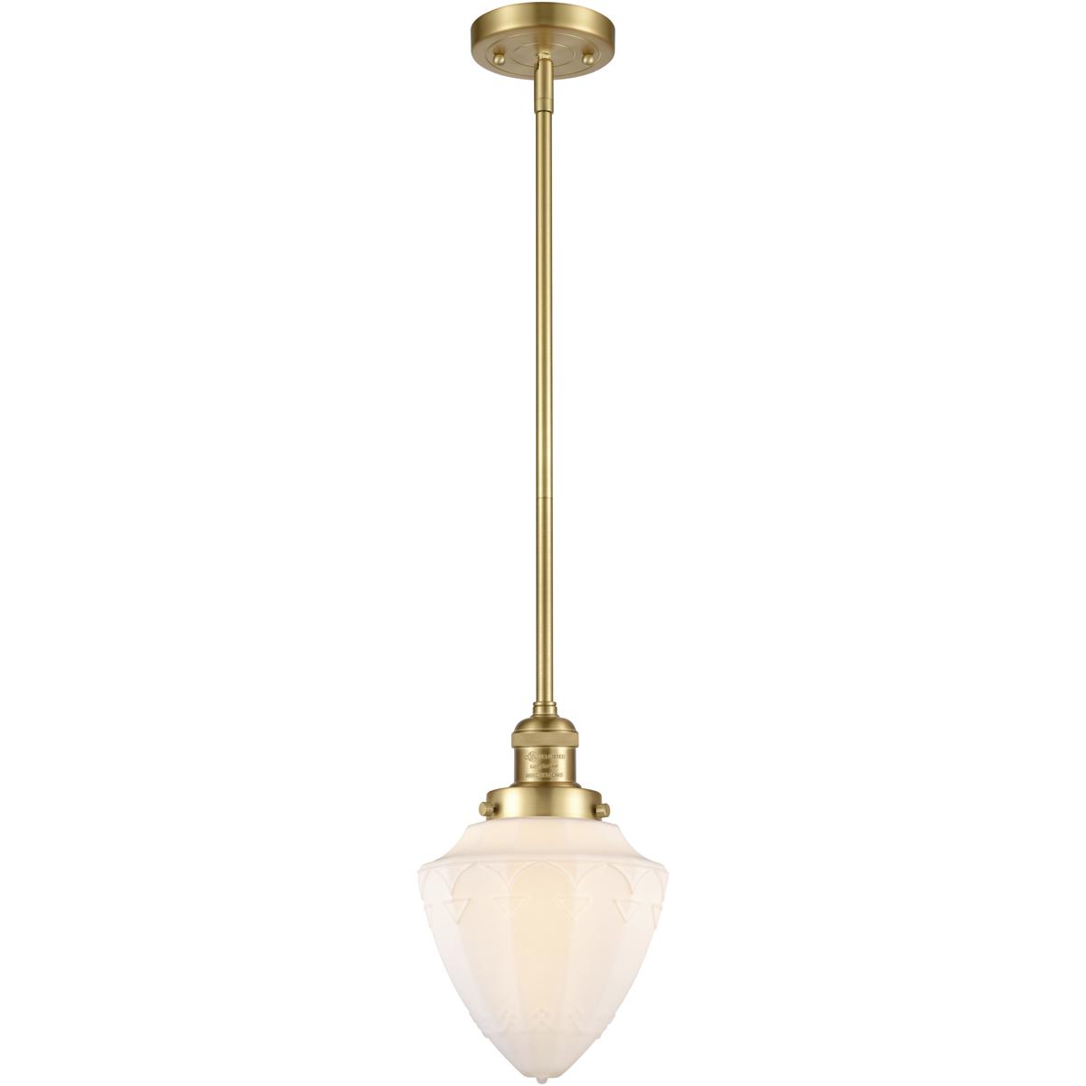 Innovations Lighting 201S-SG-G661-7 Franklin Restoration Bullet 1 Light 7 inch Satin Gold Mini Pendant Ceiling Light in Incandescent, Matte White