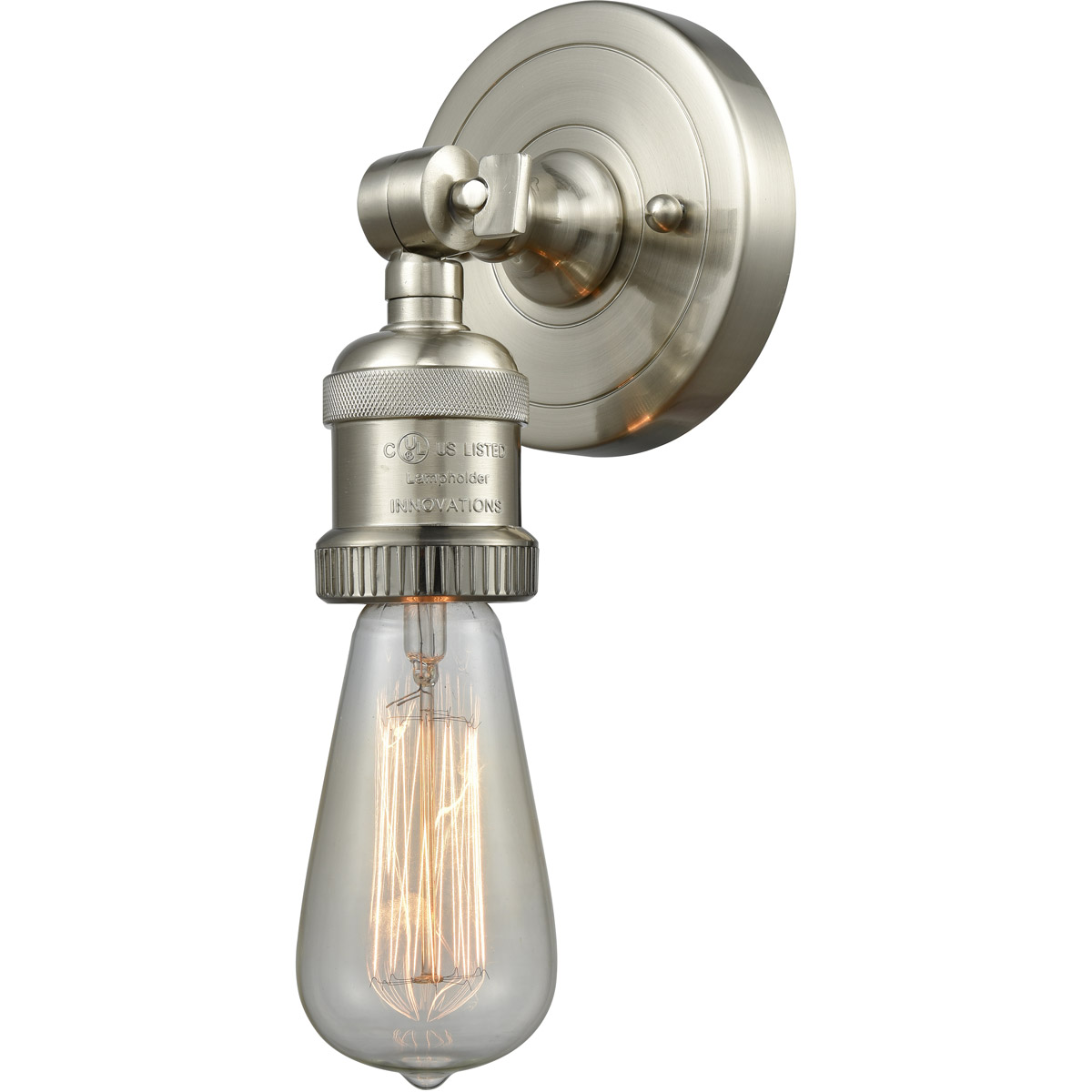Innovations Lighting 202ADA-SN-LED Franklin Restoration Bare Bulb LED 4.5 inch Brushed Satin Nickel ADA Sconce Wall Light, Franklin Restoration
