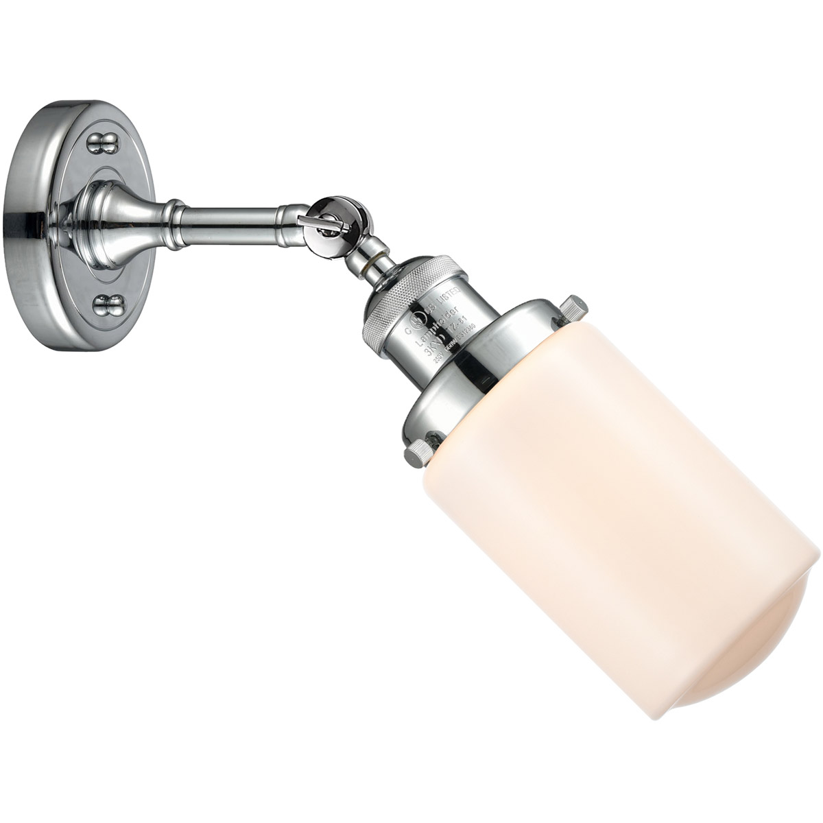 Innovations Lighting 203-PC-G311 Franklin Restoration Dover 1 Light 5 inch Polished Chrome Sconce Wall Light in Matte White Glass, Franklin Restoratio