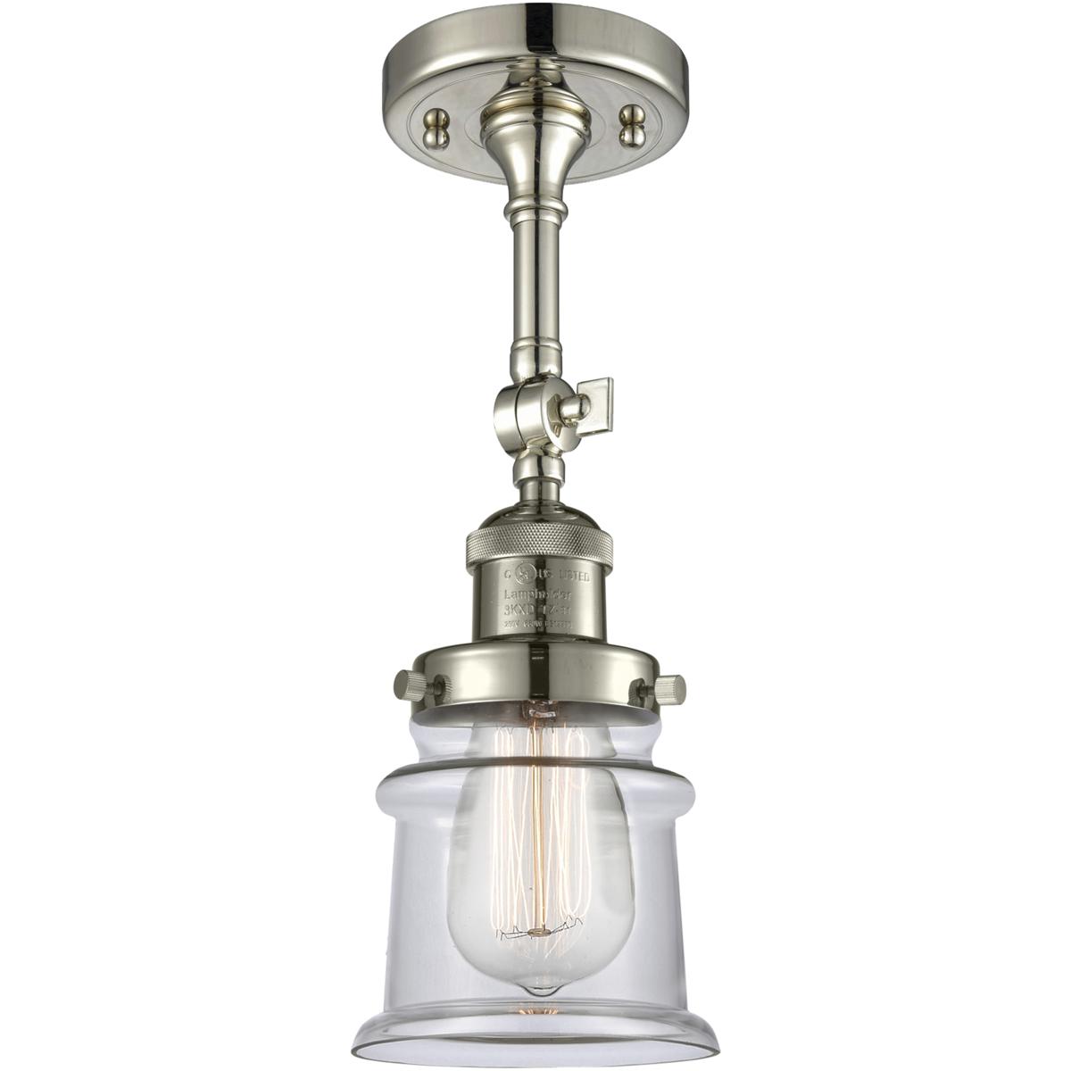 Innovations Lighting 203-PN-G182S Franklin Restoration Small Canton 1 Light 7 inch Polished Nickel Sconce Wall Light in Clear Glass, Franklin Restorat