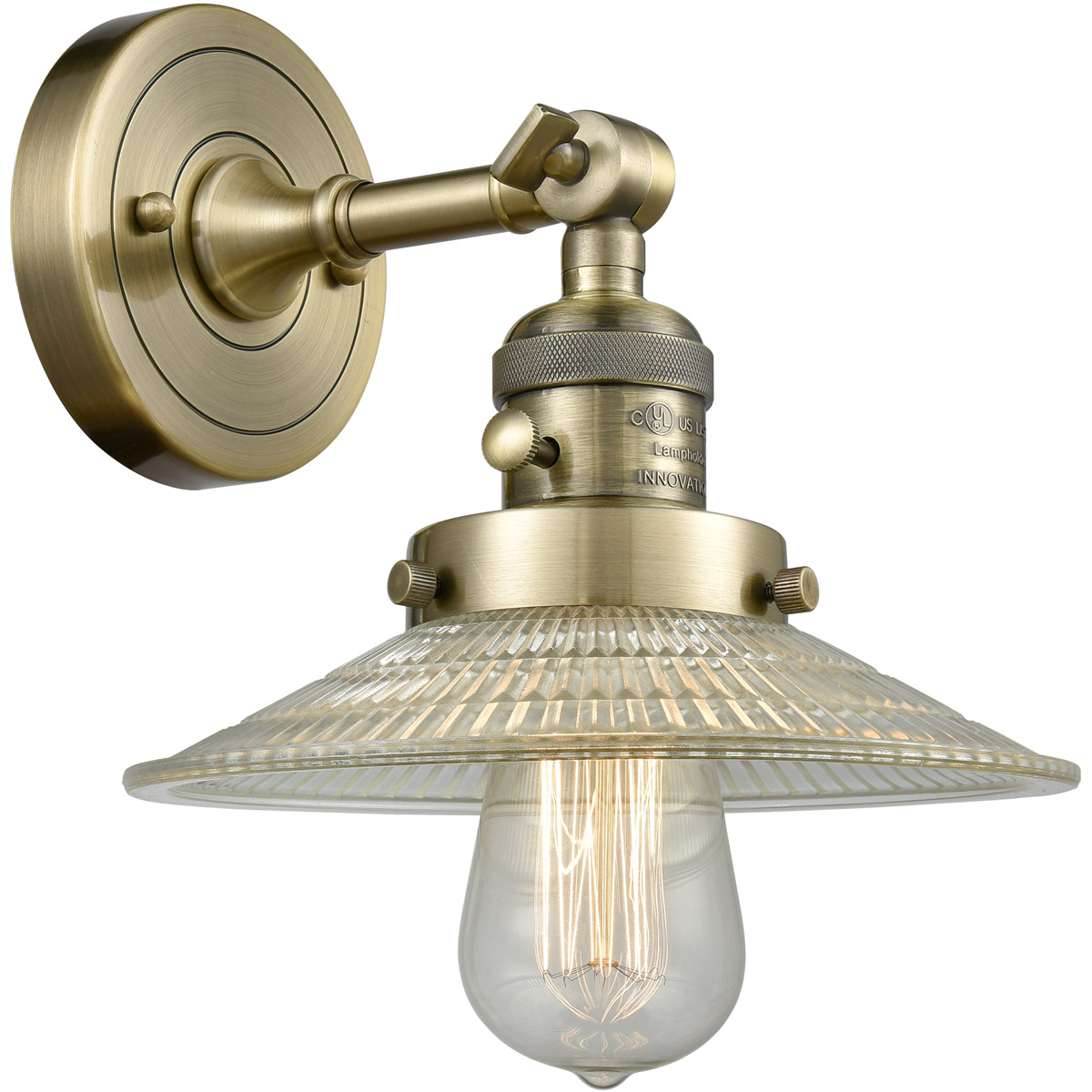 Innovations Lighting 203SW-AB-G2-LED Franklin Restoration Halophane LED 9 inch Antique Brass Sconce Wall Light, Franklin Restoration