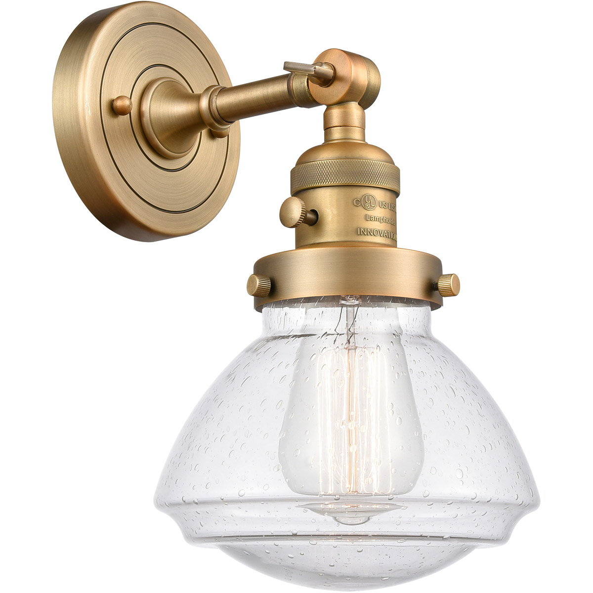 Innovations Lighting 203SW-BB-G324-LED Franklin Restoration Olean LED 7 inch Brushed Brass Sconce Wall Light, Franklin Restoration
