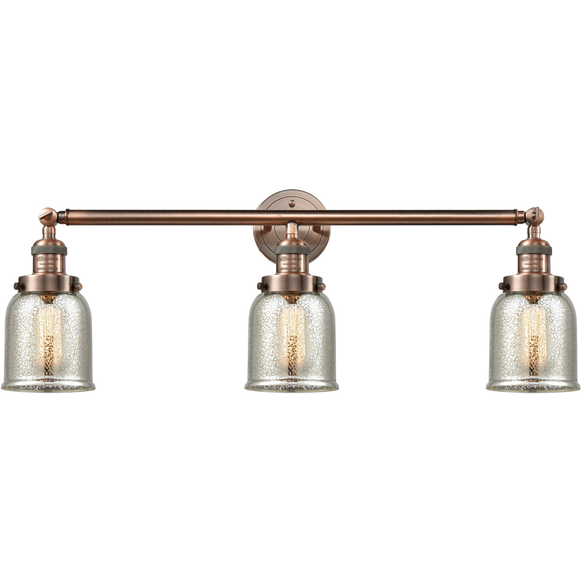 Innovations Lighting 205-AC-G58-LED Franklin Restoration Small Bell LED 30 inch Antique Copper Bath Vanity Light Wall Light in Silver Plated Mercury G