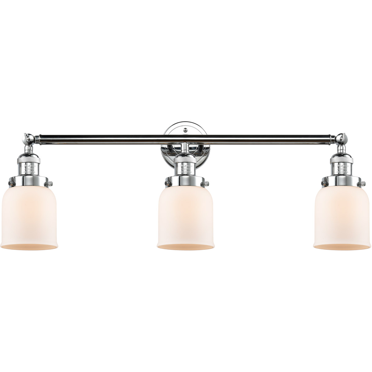 Innovations Lighting 205-PC-G51 Franklin Restoration Small Bell 3 Light 30 inch Polished Chrome Bath Vanity Light Wall Light in Matte White Glass, Fra