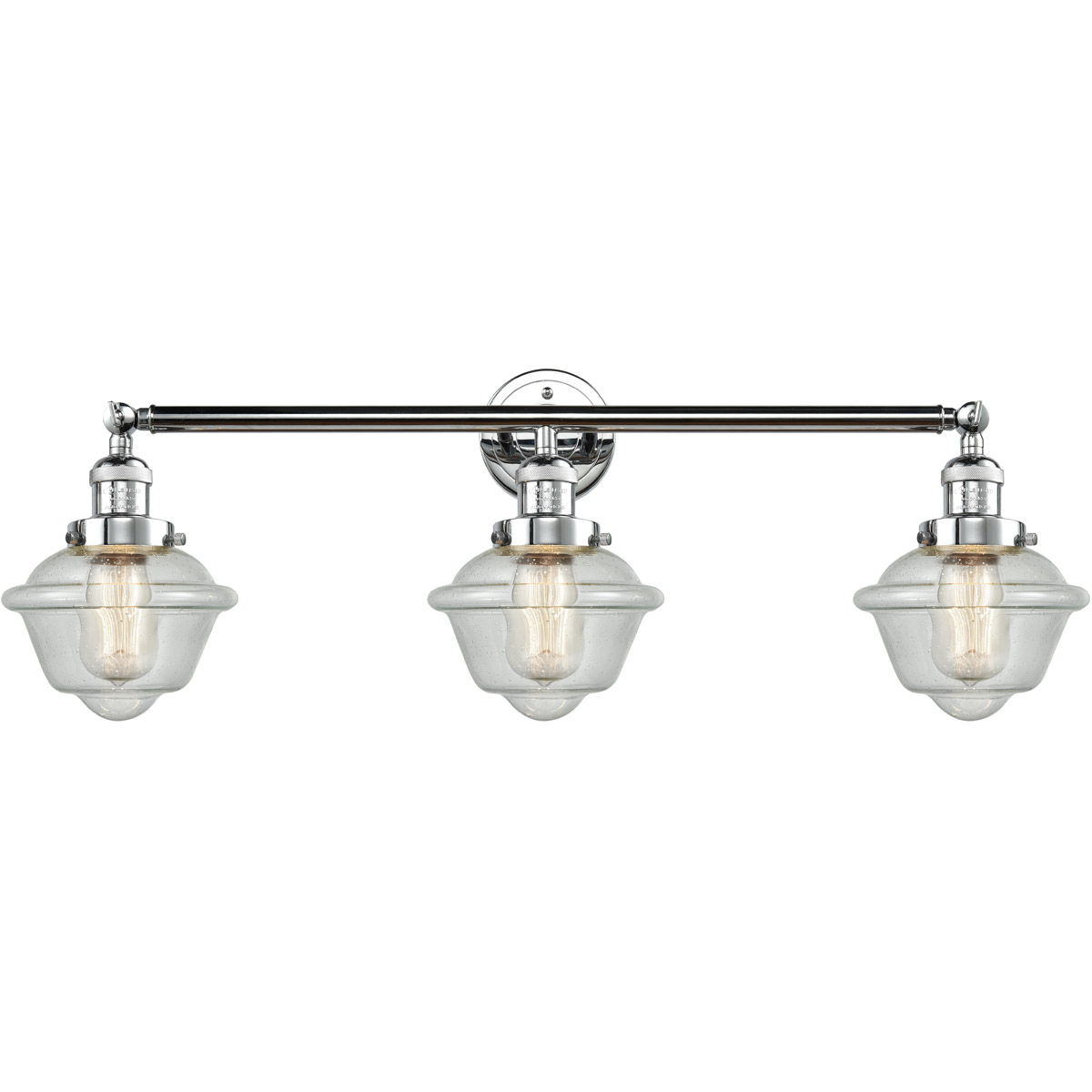 Innovations Lighting 205-PC-G534 Franklin Restoration Small Oxford 3 Light 34 inch Polished Chrome Bath Vanity Light Wall Light in Seedy Glass, Frankl