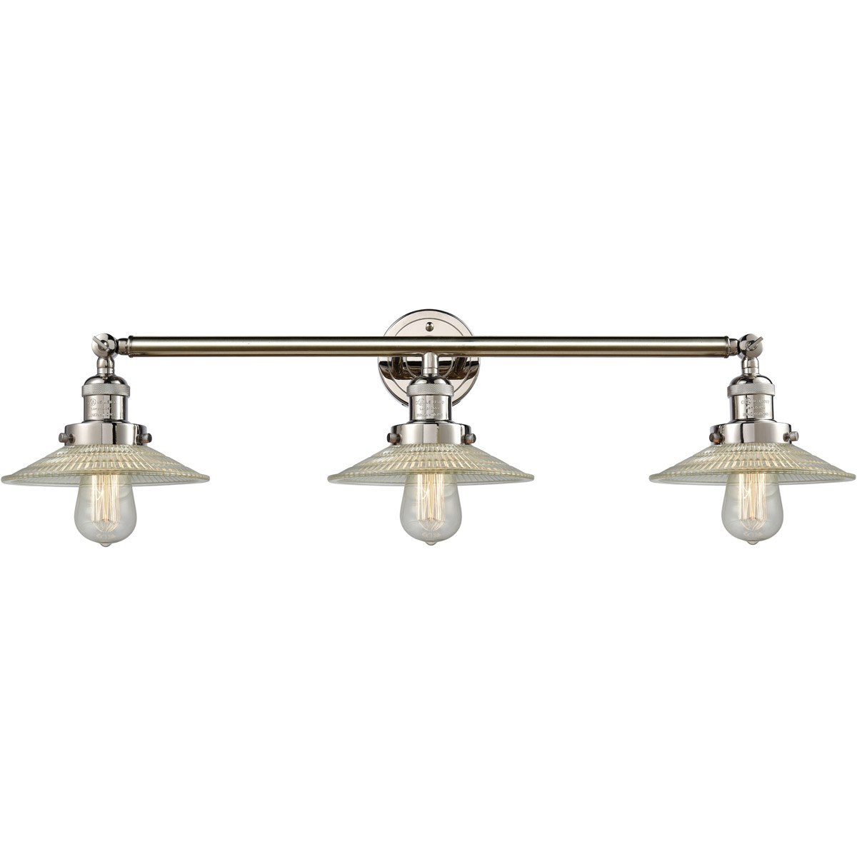 Innovations Lighting 205-PN-G2-LED Franklin Restoration Halophane LED 33 inch Polished Nickel Bath Vanity Light Wall Light in Clear Halophane Glass, F