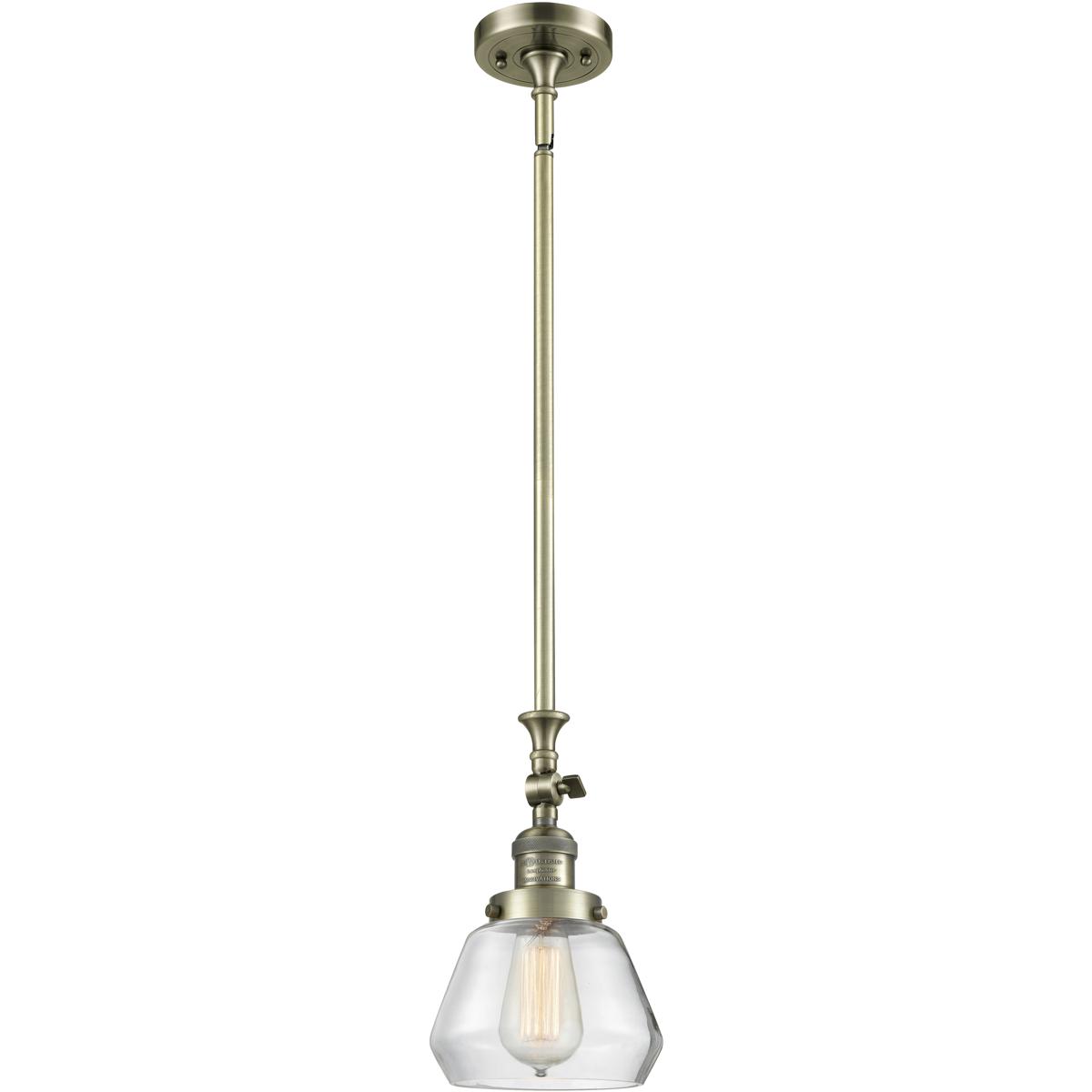 Innovations Lighting 206-AB-G172 Franklin Restoration Fulton 1 Light 7 inch Antique Brass Mini Pendant Ceiling Light in Incandescent, Clear, Franklin