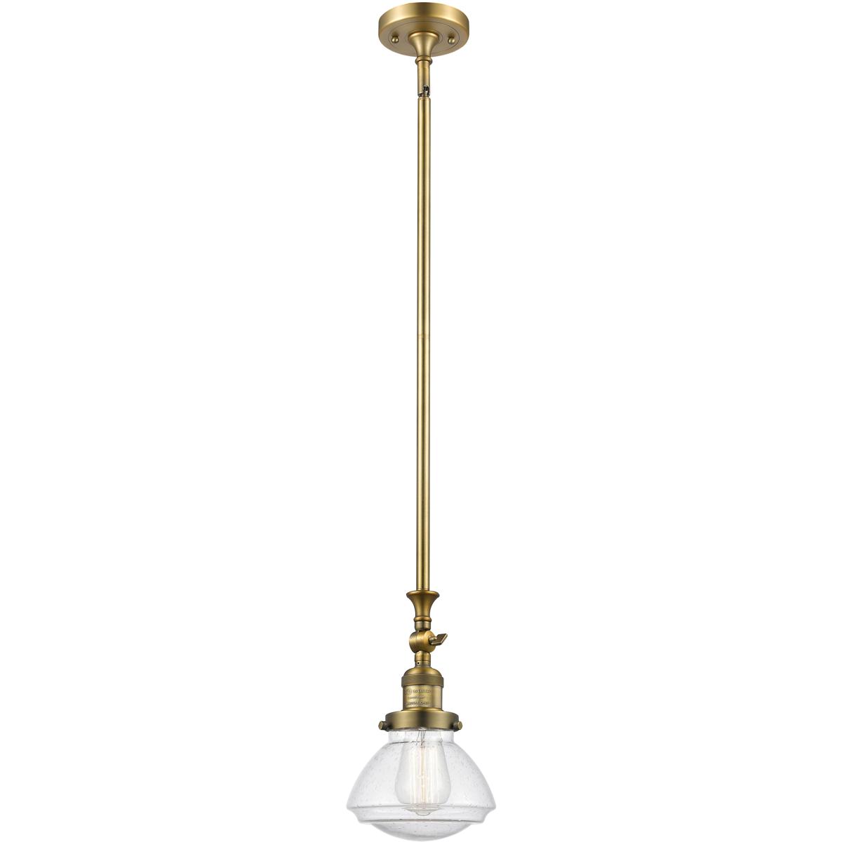 Innovations Lighting 206-BB-G324 Franklin Restoration Olean 1 Light 6.75 inch Brushed Brass Mini Pendant Ceiling Light in Incandescent, Seedy, Frankli