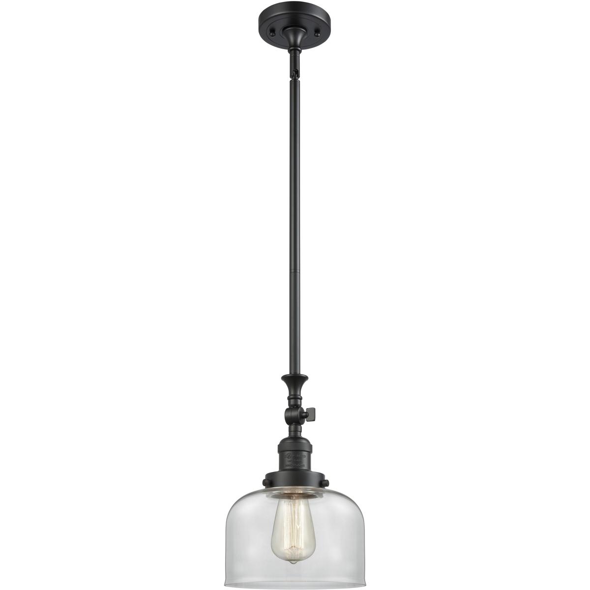 Innovations Lighting 206-BK-G72 Franklin Restoration Bell 1 Light 8 inch Matte Black Mini Pendant Ceiling Light in Incandescent, Clear, Franklin Resto
