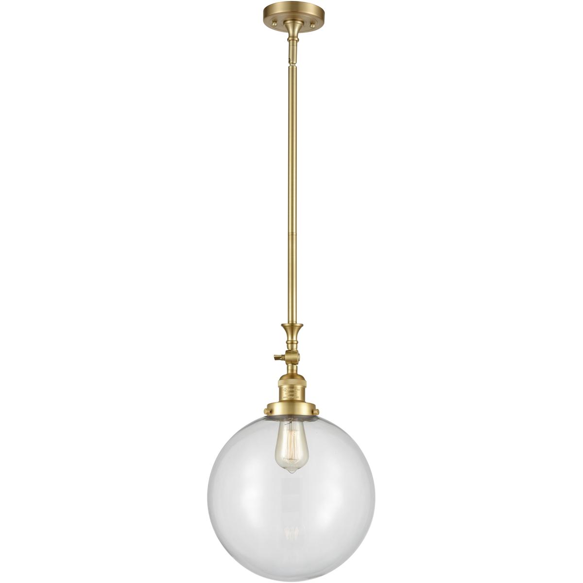 Innovations Lighting 206-SG-G202-12 Franklin Restoration Beacon 1 Light 12 inch Satin Gold Mini Pendant Ceiling Light in Incandescent, Clear, Franklin