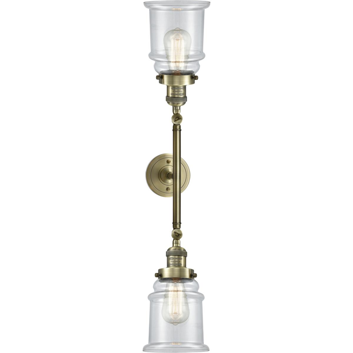 Innovations Lighting 208-AB-G182 Franklin Restoration Canton 2 Light 17 inch Antique Brass Bath Vanity Light Wall Light in Incandescent, Clear Glass,