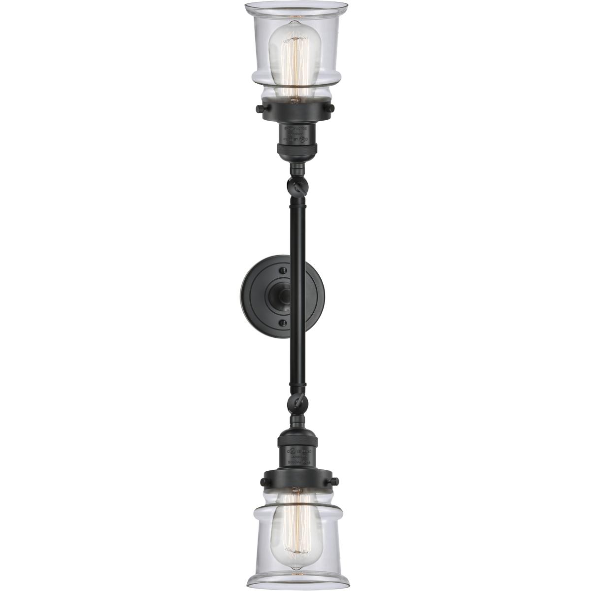 Innovations Lighting 208-BK-G182S-LED Franklin Restoration Small Canton LED 16.5 inch Matte Black Bath Vanity Light Wall Light in Clear Glass, Frankli