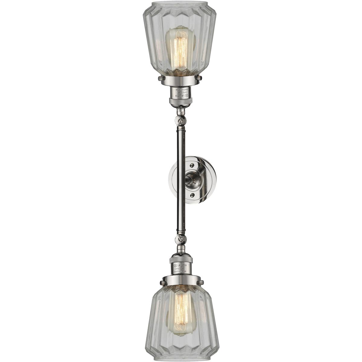 Innovations Lighting 208-PN-G142 Franklin Restoration Chatham 2 Light 16 inch Polished Nickel Bath Vanity Light Wall Light in Clear Glass, Franklin Re